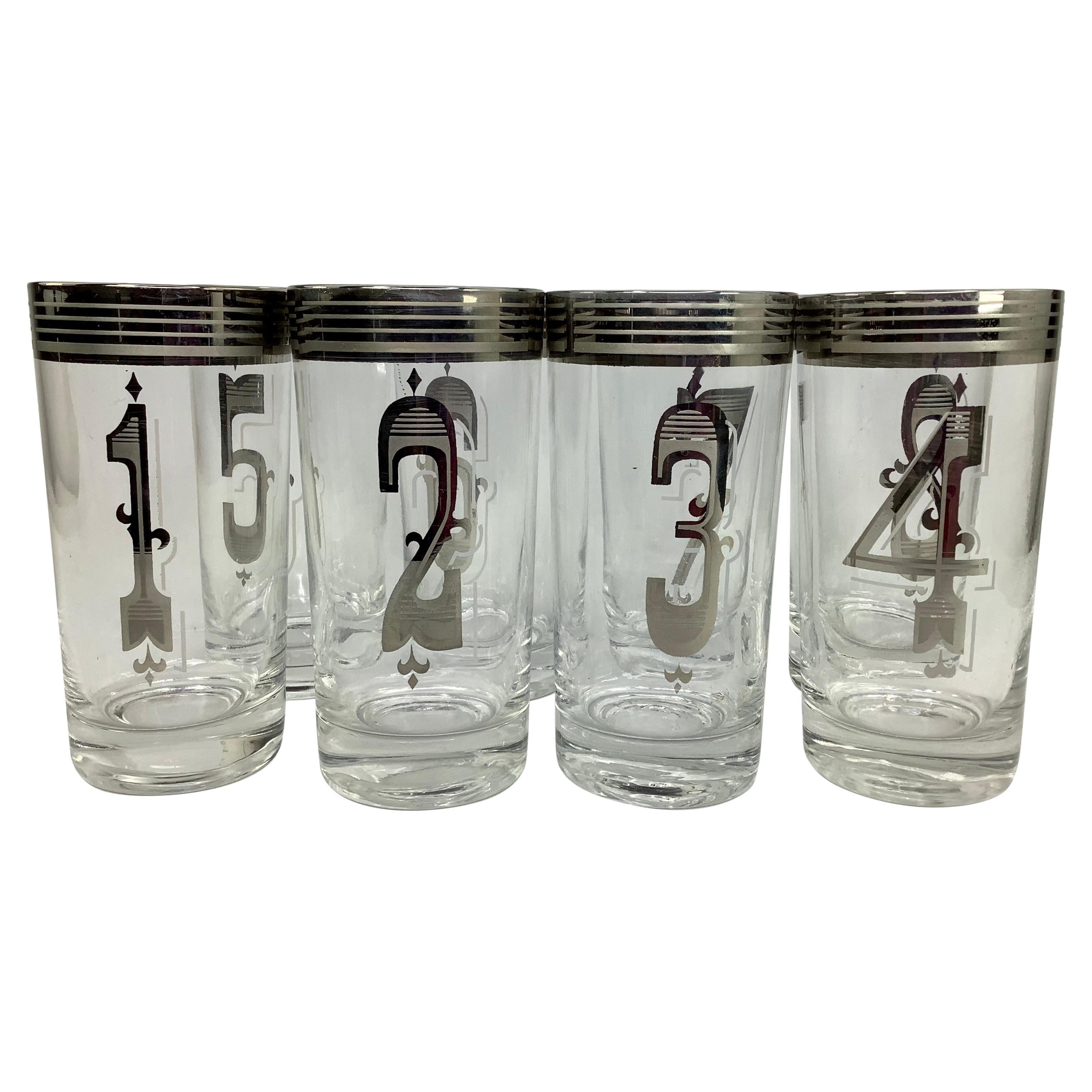 Vintage Drinks by the Numbers Highball Glasses - Set of 8 Numbered Glasses For Sale