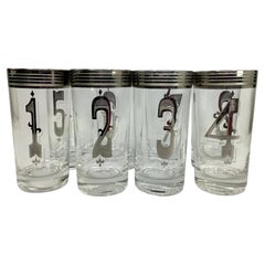 Vintage Drinks by the Numbers Highball Glasses - Set of 8 Numbered Glasses