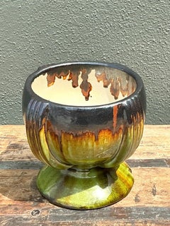 Vintage Drip Glaze Ceramic Pedestal Bowl