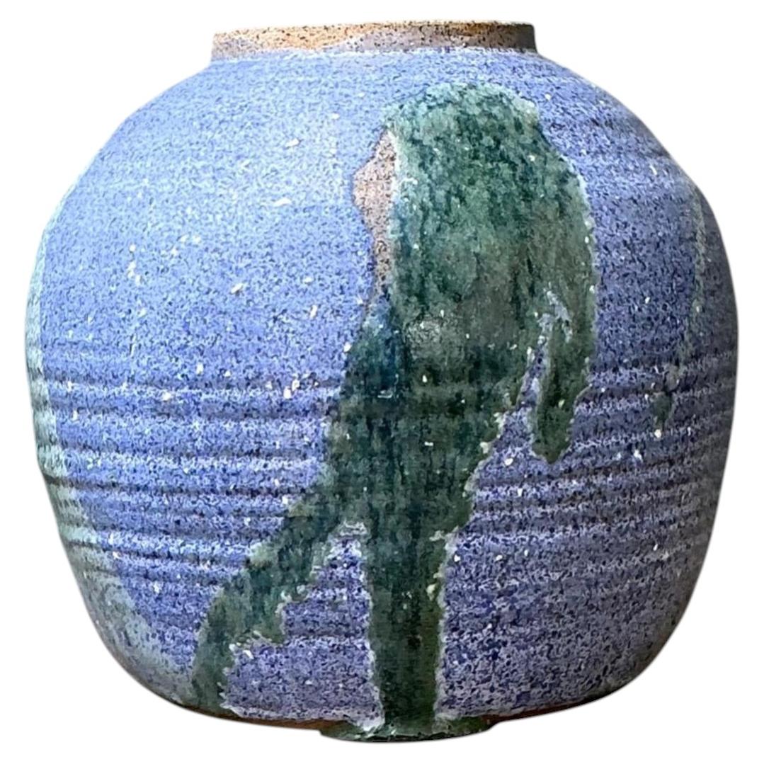 Vaso in ceramica vintage con smalto a gocce