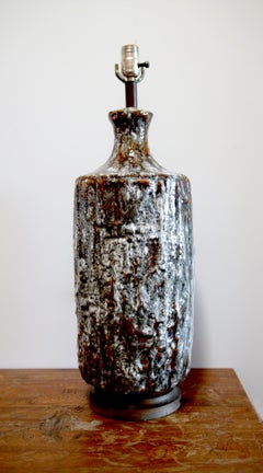 Vintage Drip Glaze Root Beer Float Brown and White Ceramic Table Lamp