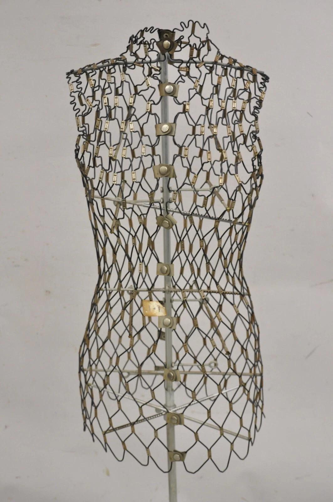 Vintage Dritz My Double Wire Metal Adjustable Retro Mannequin Dress Form 6
