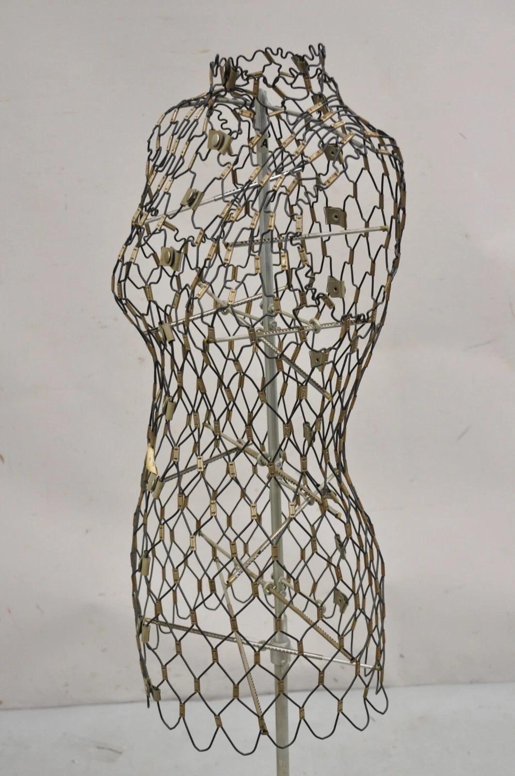 Vintage Dritz My Double Wire Metal Adjustable Retro Mannequin Dress Form. Circa Mid 20th Century. Measurements: 53