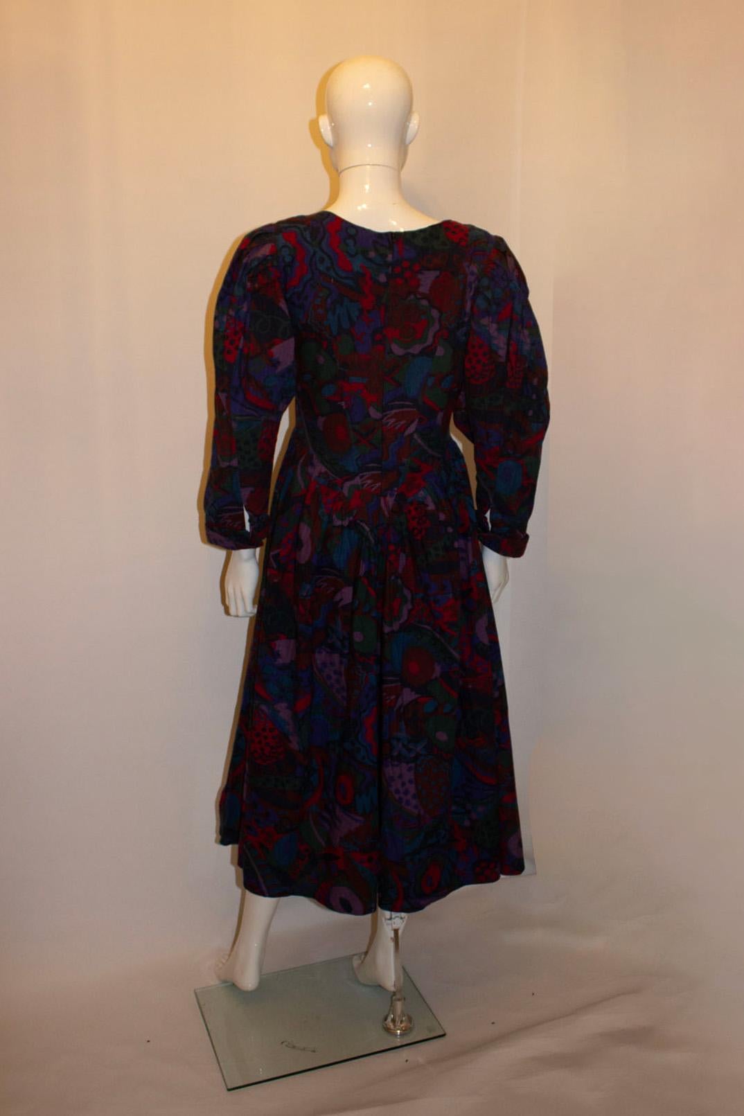 Vintage Droopy and Browns Multi Colour Cotton Dress In Good Condition For Sale In London, GB