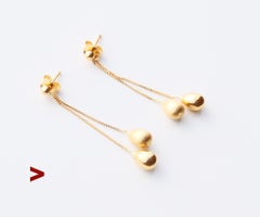 Vintage Drop Dangle Earrings solid 18K Gold / 2 gr