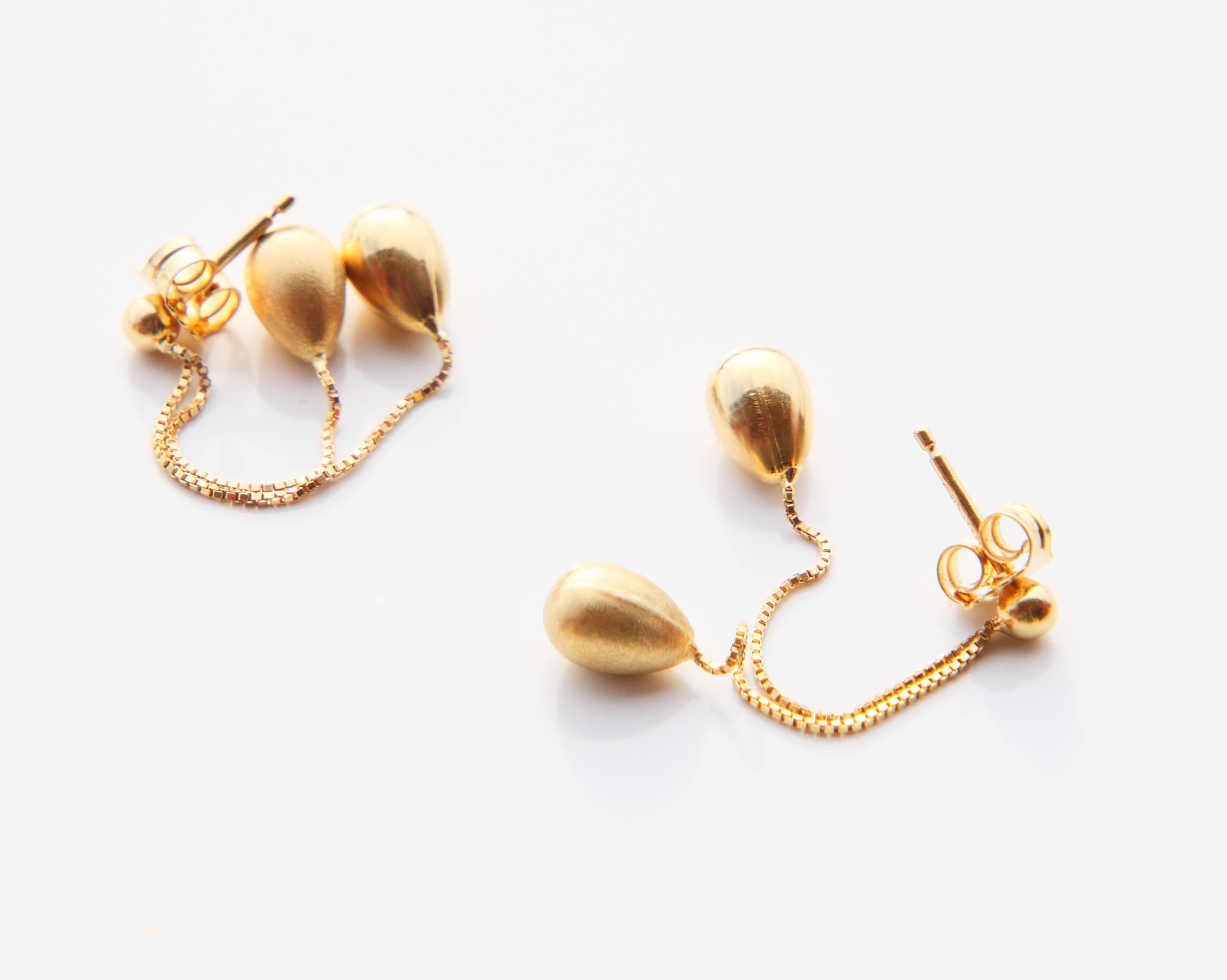 Retro Vintage Drop Dangle Earrings solid 18K Gold / 2 gr For Sale