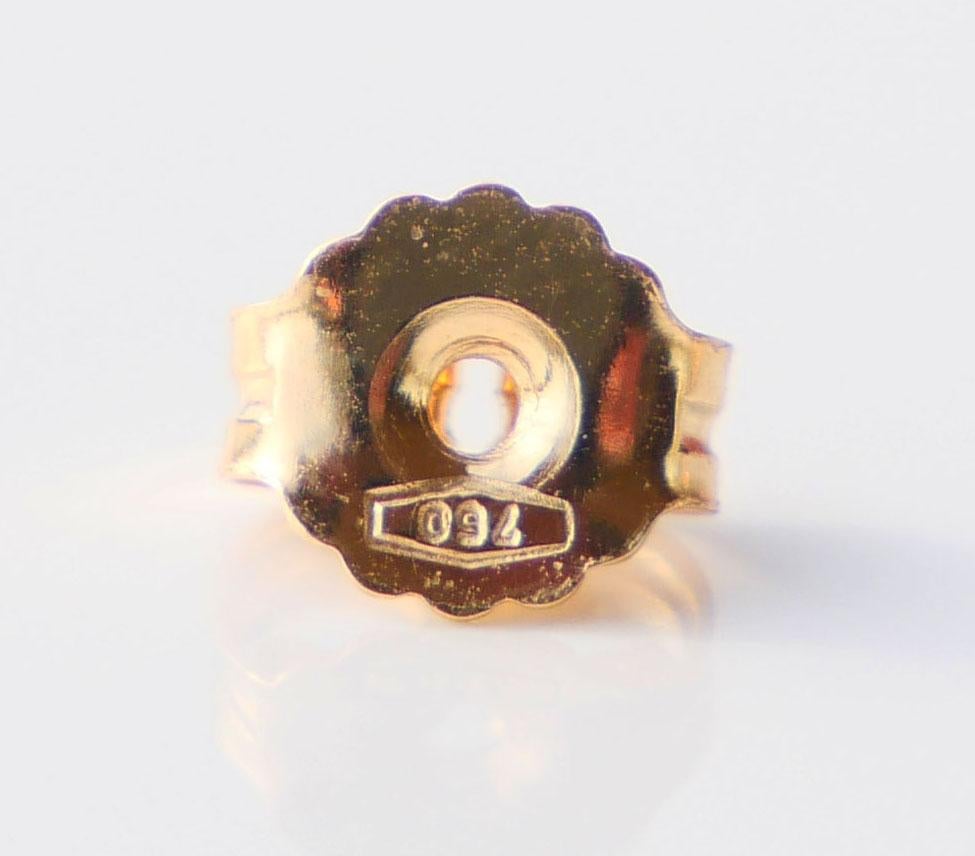 Vintage Drop Dangle Earrings solid 18K Gold / 2 gr For Sale 6