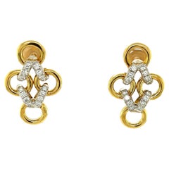 Vintage Drop Earrings Set with 1.0ct of Diamonds in 18ct Yellow Gold