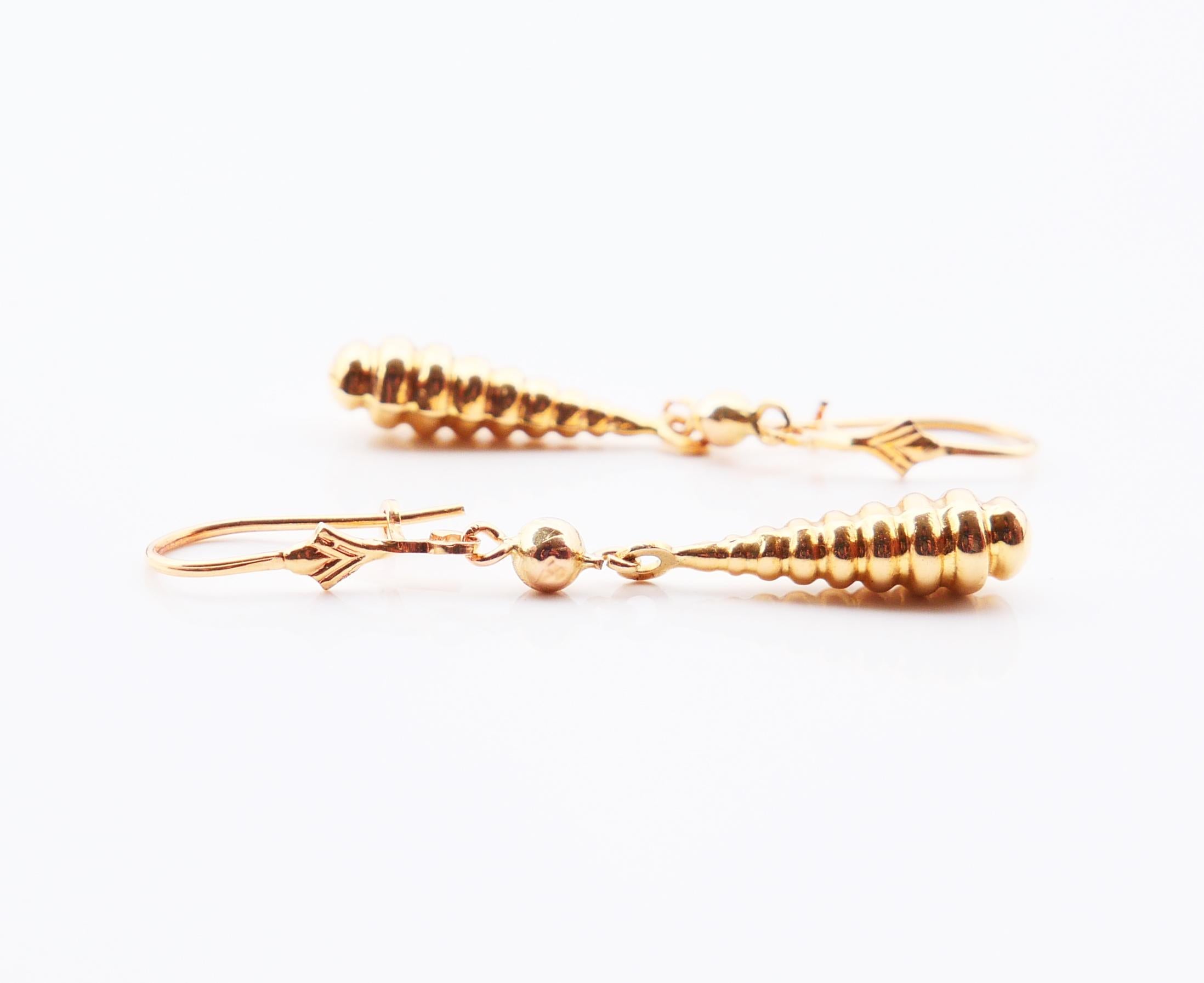 Vintage Drop Earrings solid 18K Gold/ 3 gr 2