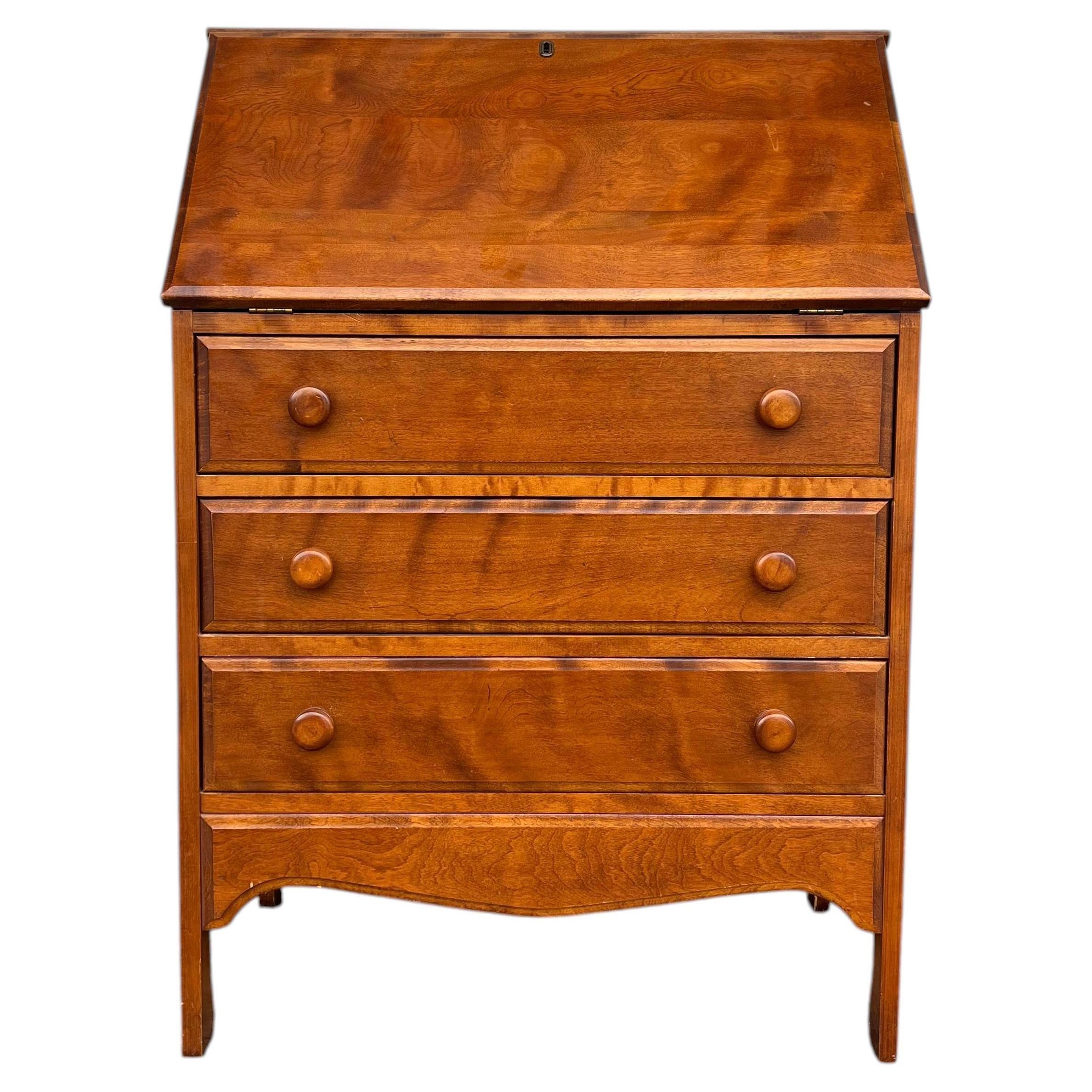Vintage Drop Front Secretary Desk with 3 Drawers