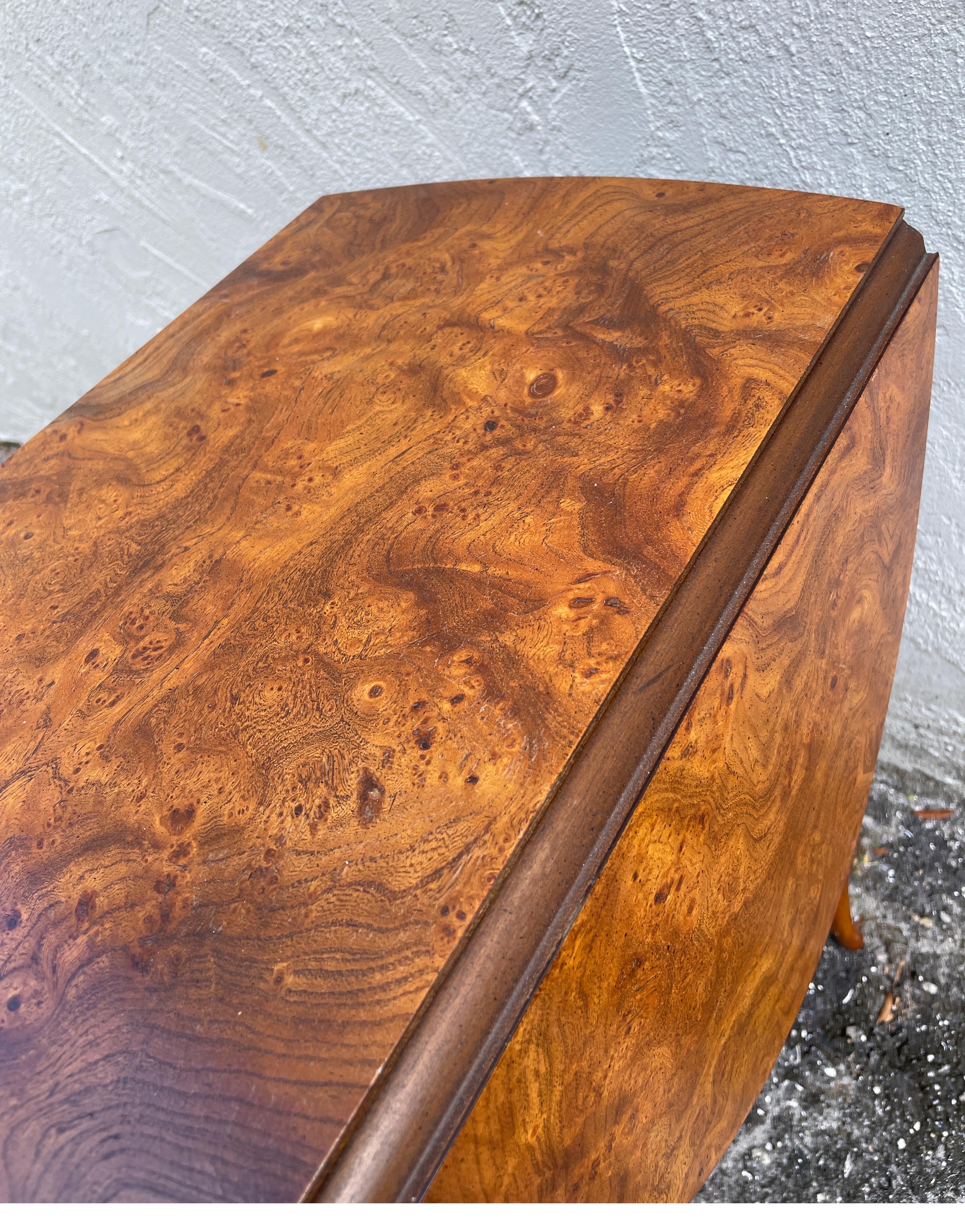 Vintage Drop Leaf Burlwood Side Table by Baker 6