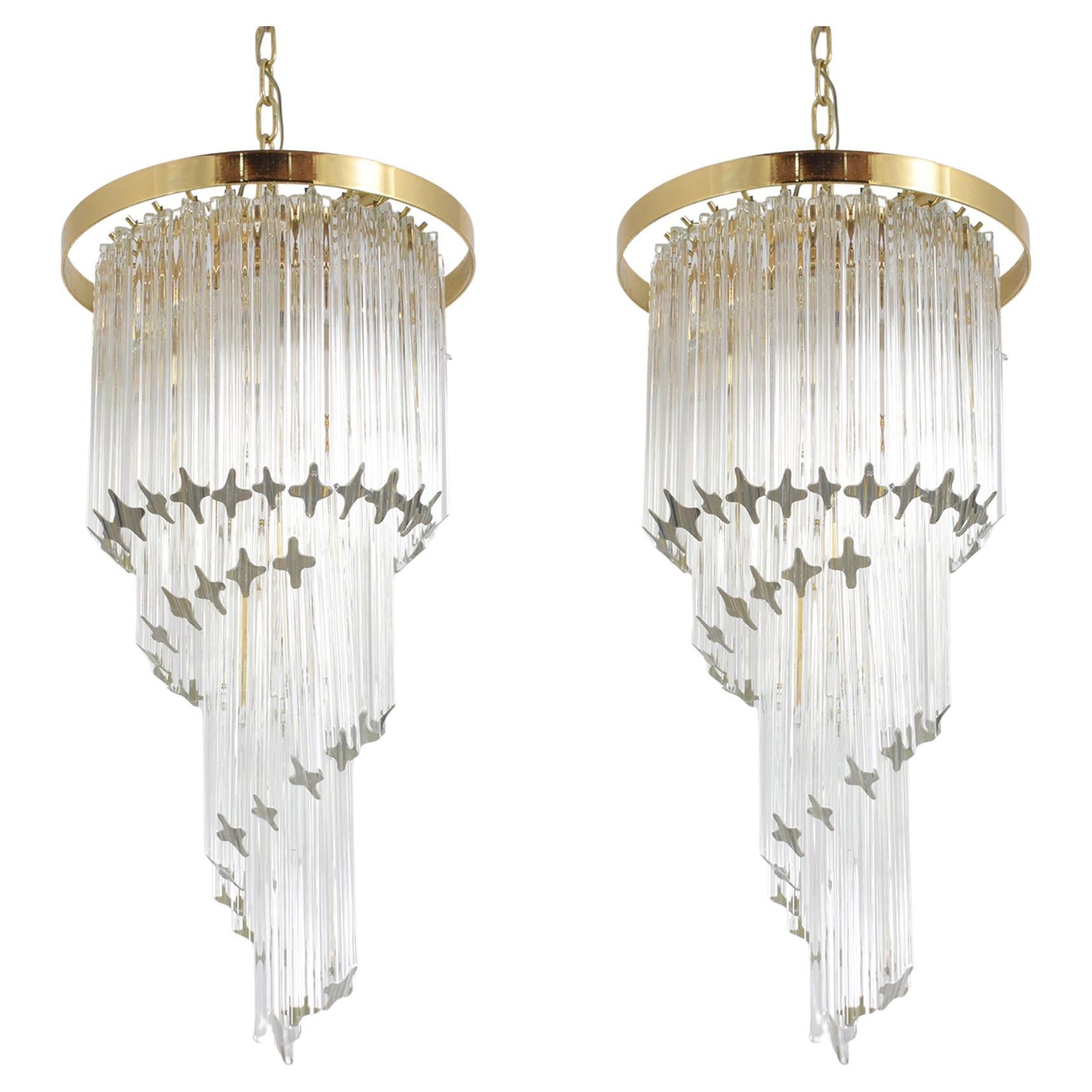 Vintage Drop Pendant Chandelier: Timeless Elegance in Brass and Glass For Sale