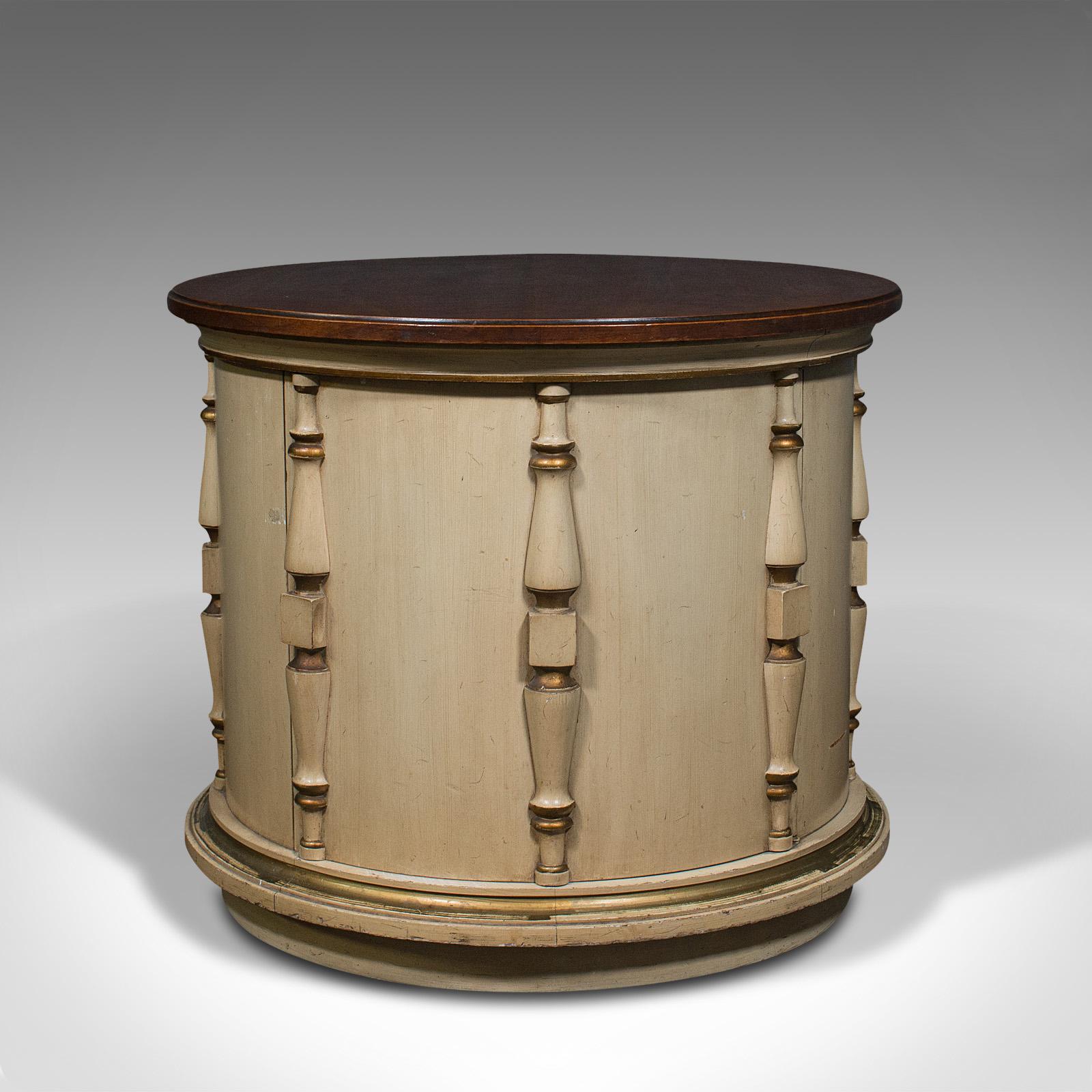 vintage drum table with storage