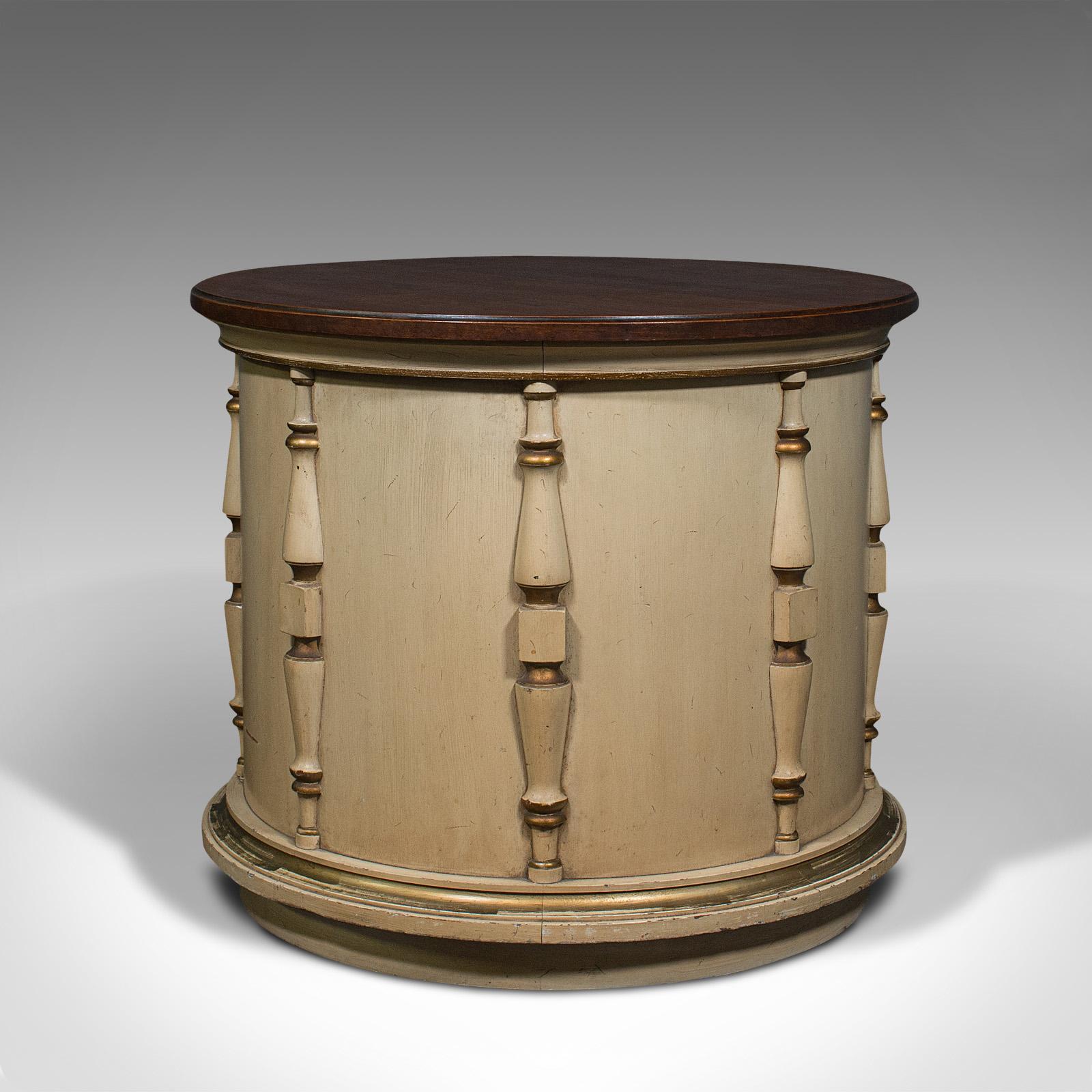 Pine Vintage Drum Table, English, Occasional, Coffee, Cabinet, Late 20th Century