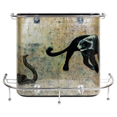 Bar Seco Vintage Con Panter Estilo Jean Dunand Y Decoración Barnizada Cobra