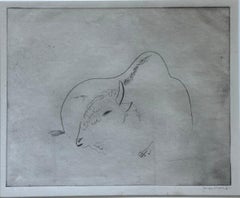 Gravure à la pointe sèche "Bison" par Józef Hecht