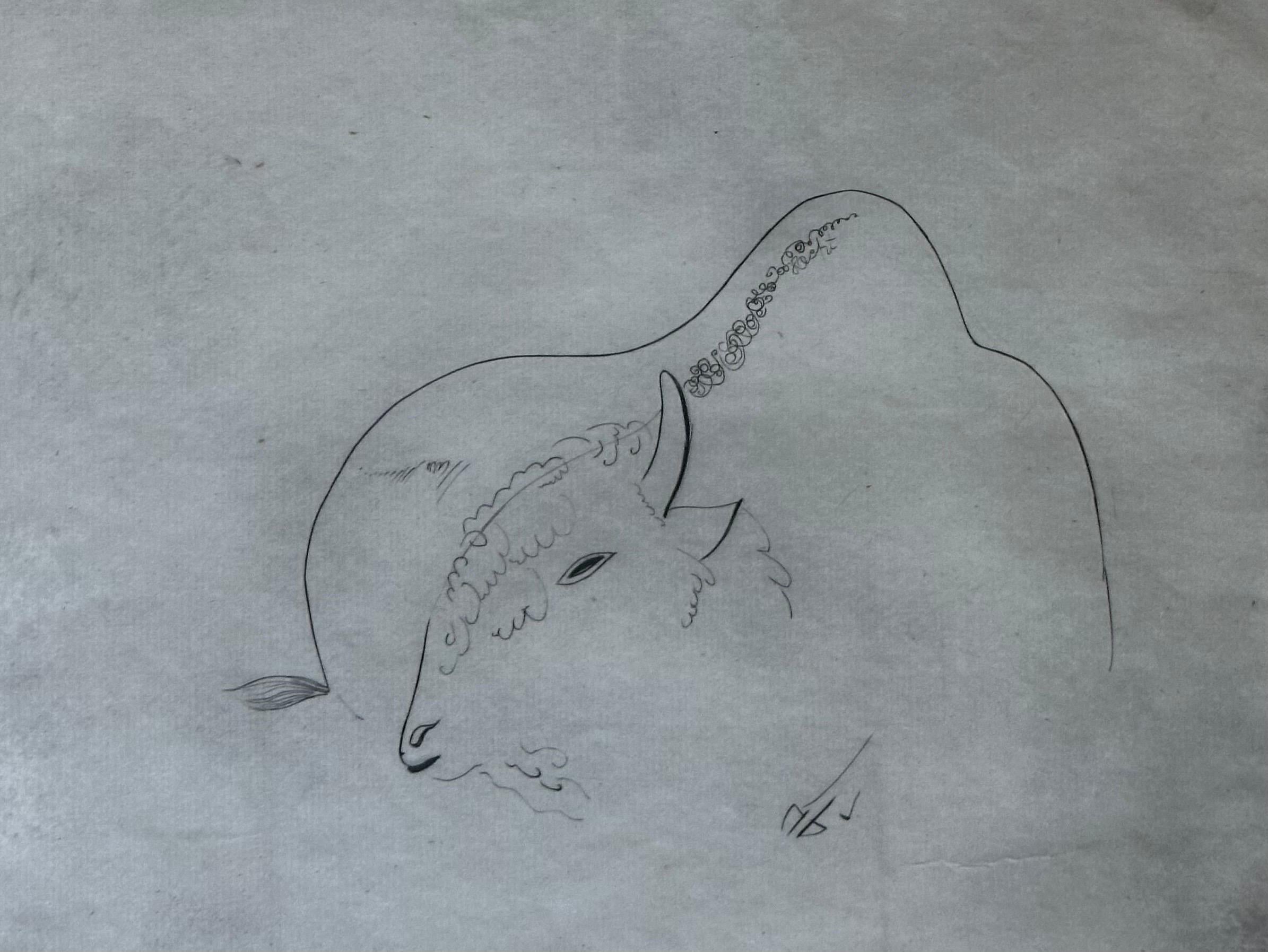 Vintage Dry Point Etching 