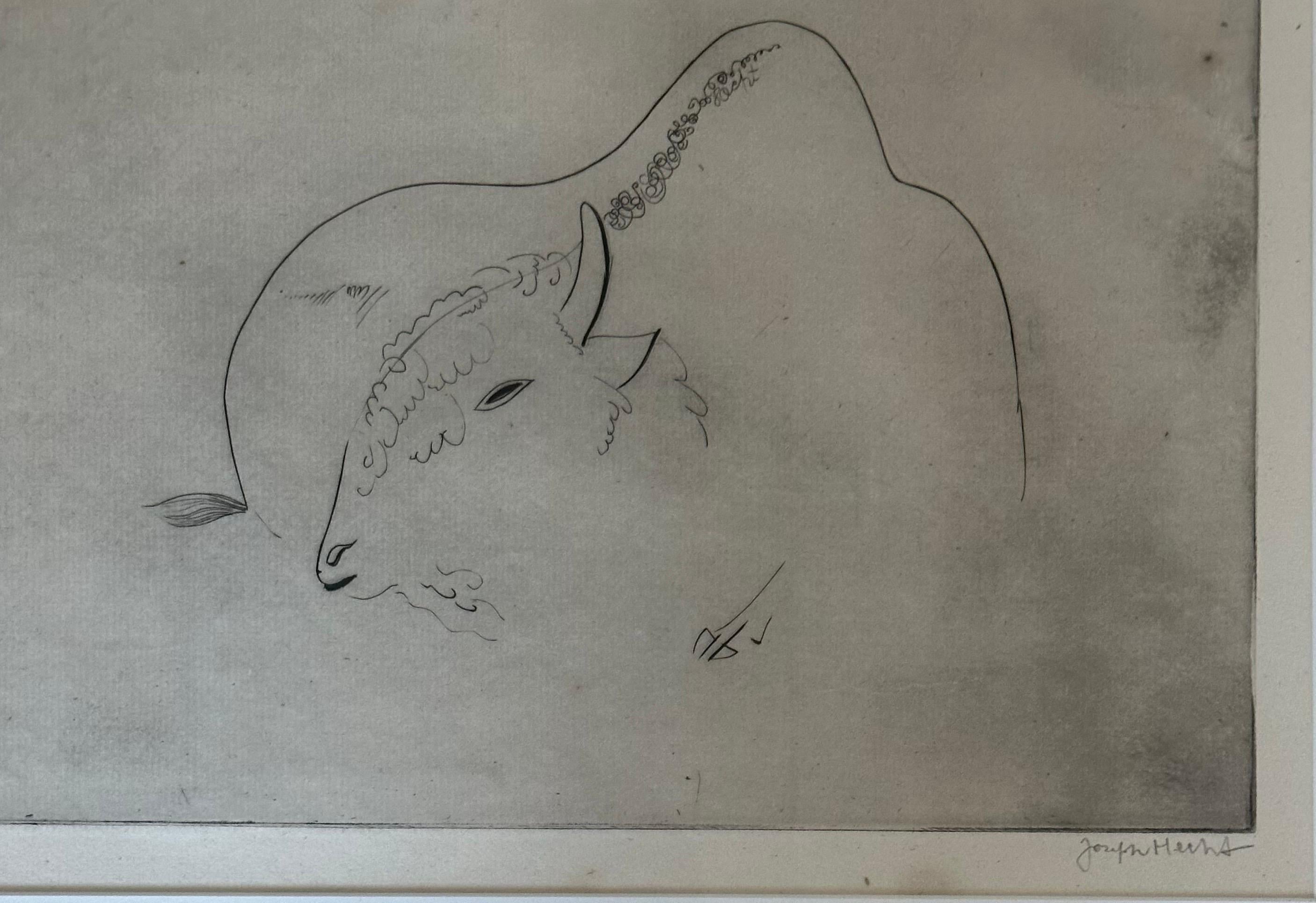 20th Century Vintage Dry Point Etching 