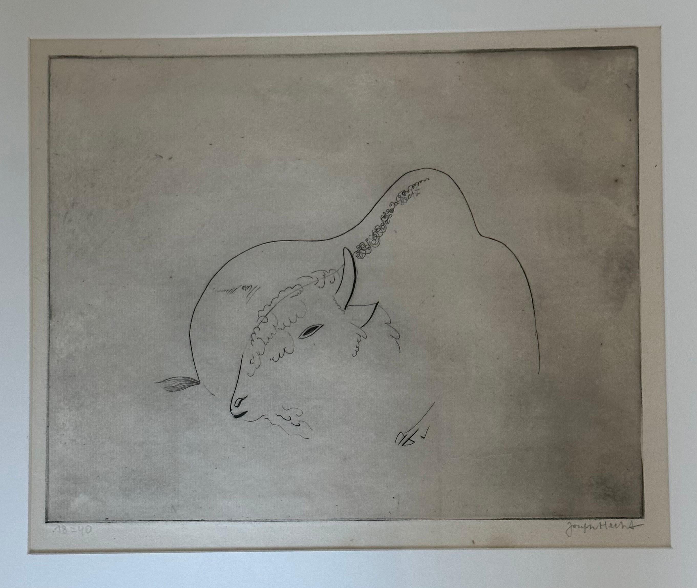 Paper Vintage Dry Point Etching 