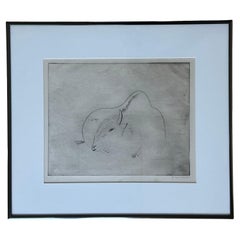 Gravure à la pointe sèche "Bison" par Józef Hecht
