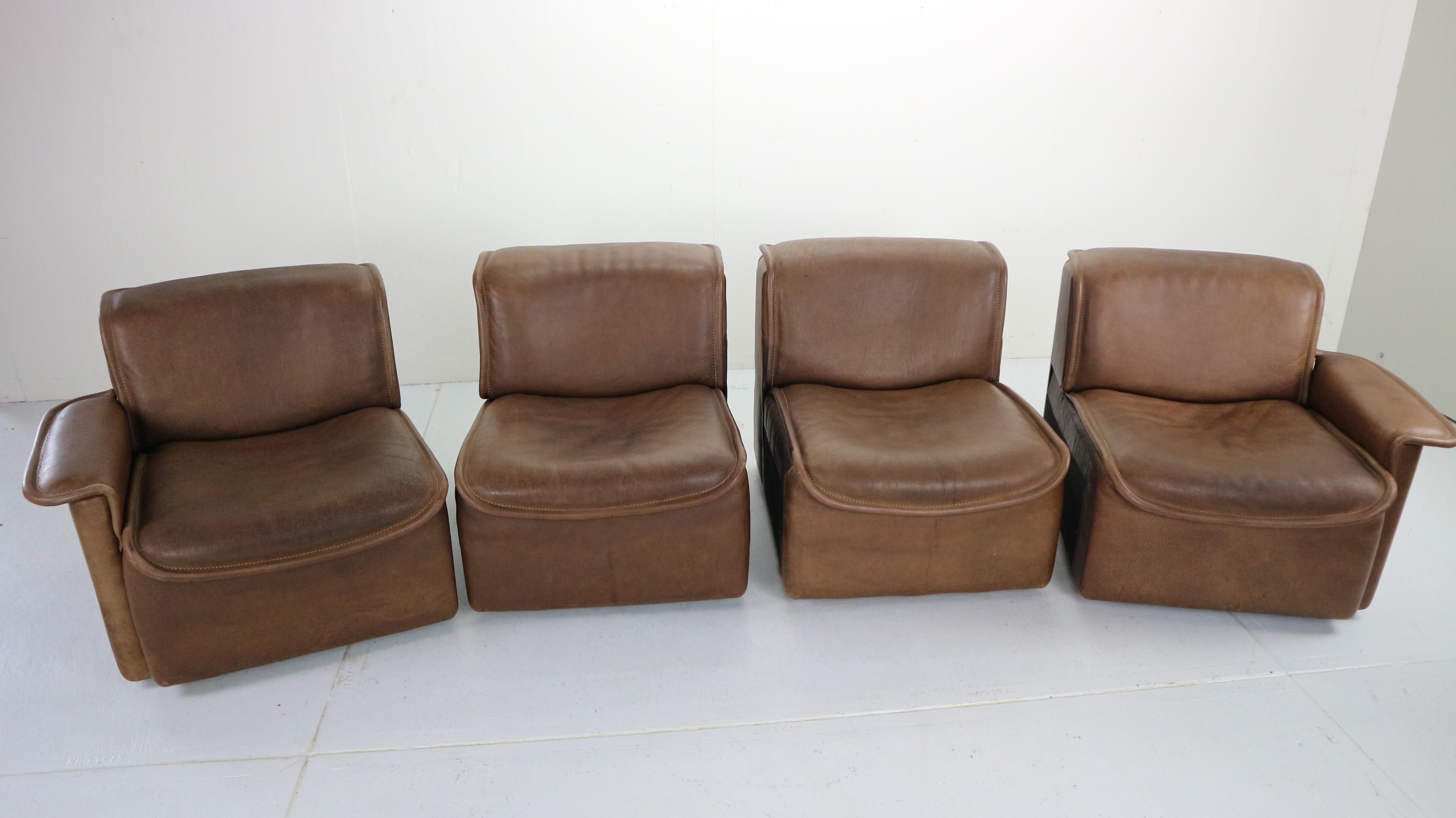 Vintage DS-12 Four-Seat Brown Leather Sofa by De Sede, Switzerland, 1970s 13