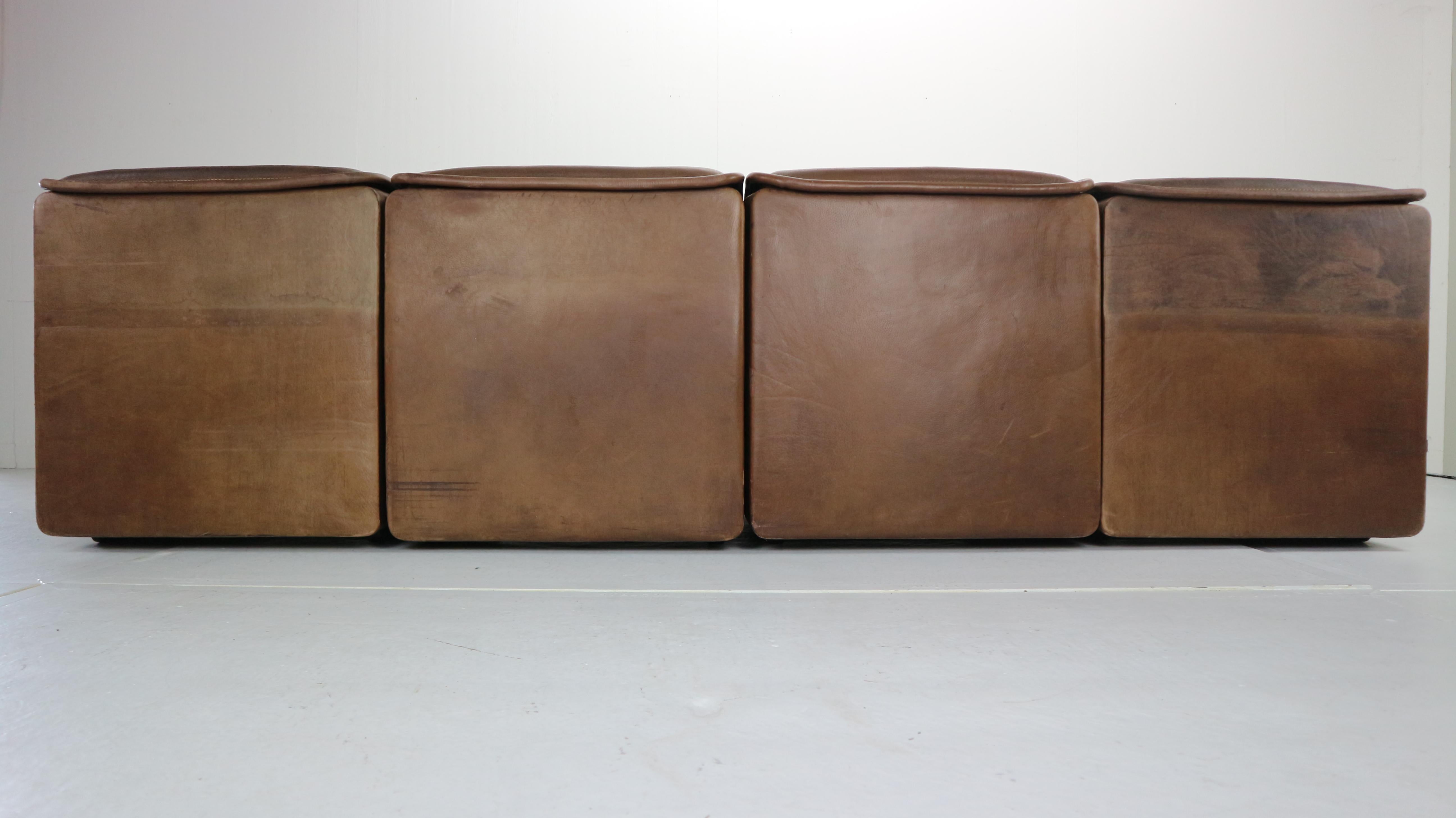 Vintage DS-12 Four-Seat Brown Leather Sofa by De Sede, Switzerland, 1970s 3