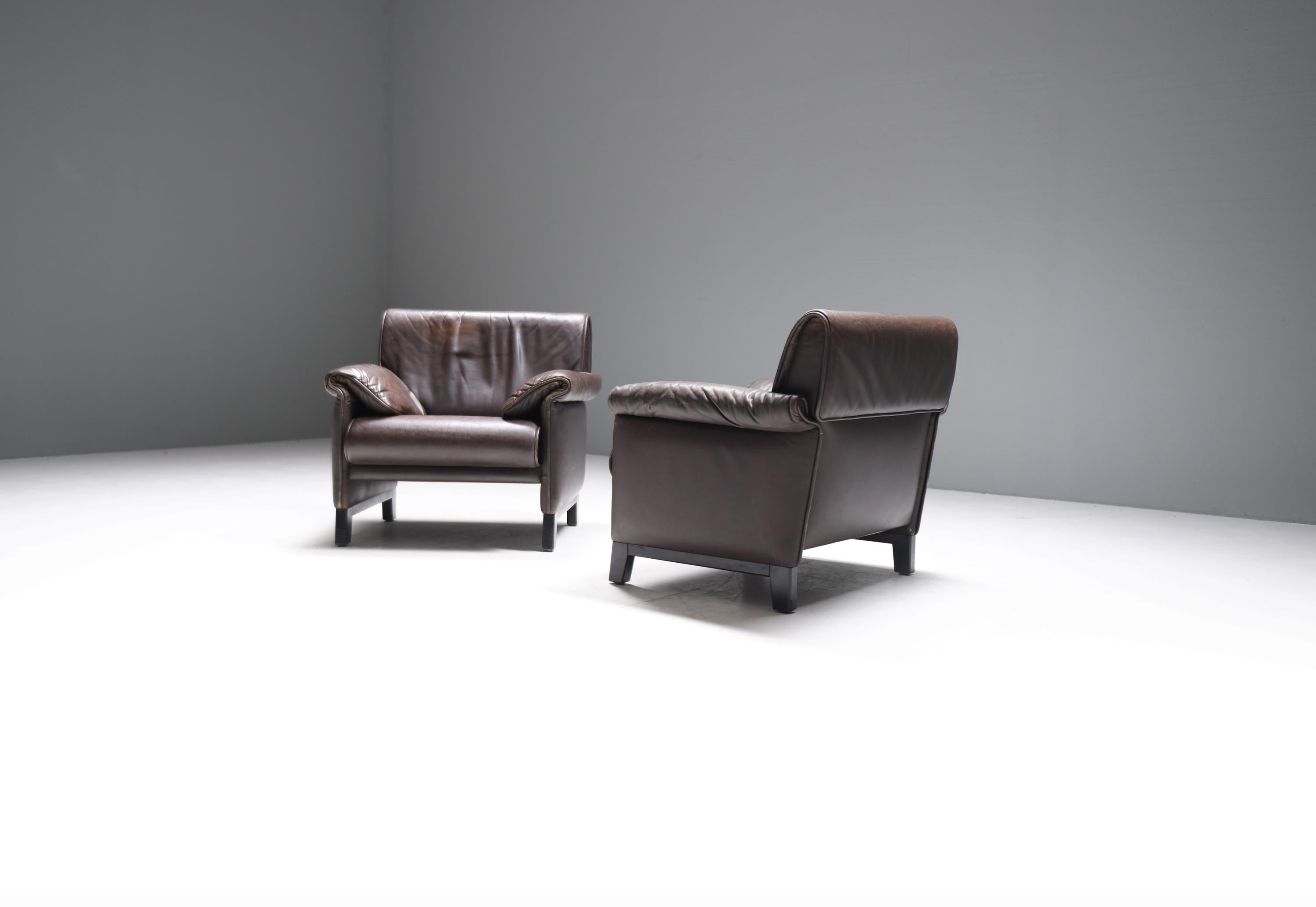 Mid-Century Modern Vintage DS-14 chairs in dark brown leather by Team De Sede for De Sede For Sale