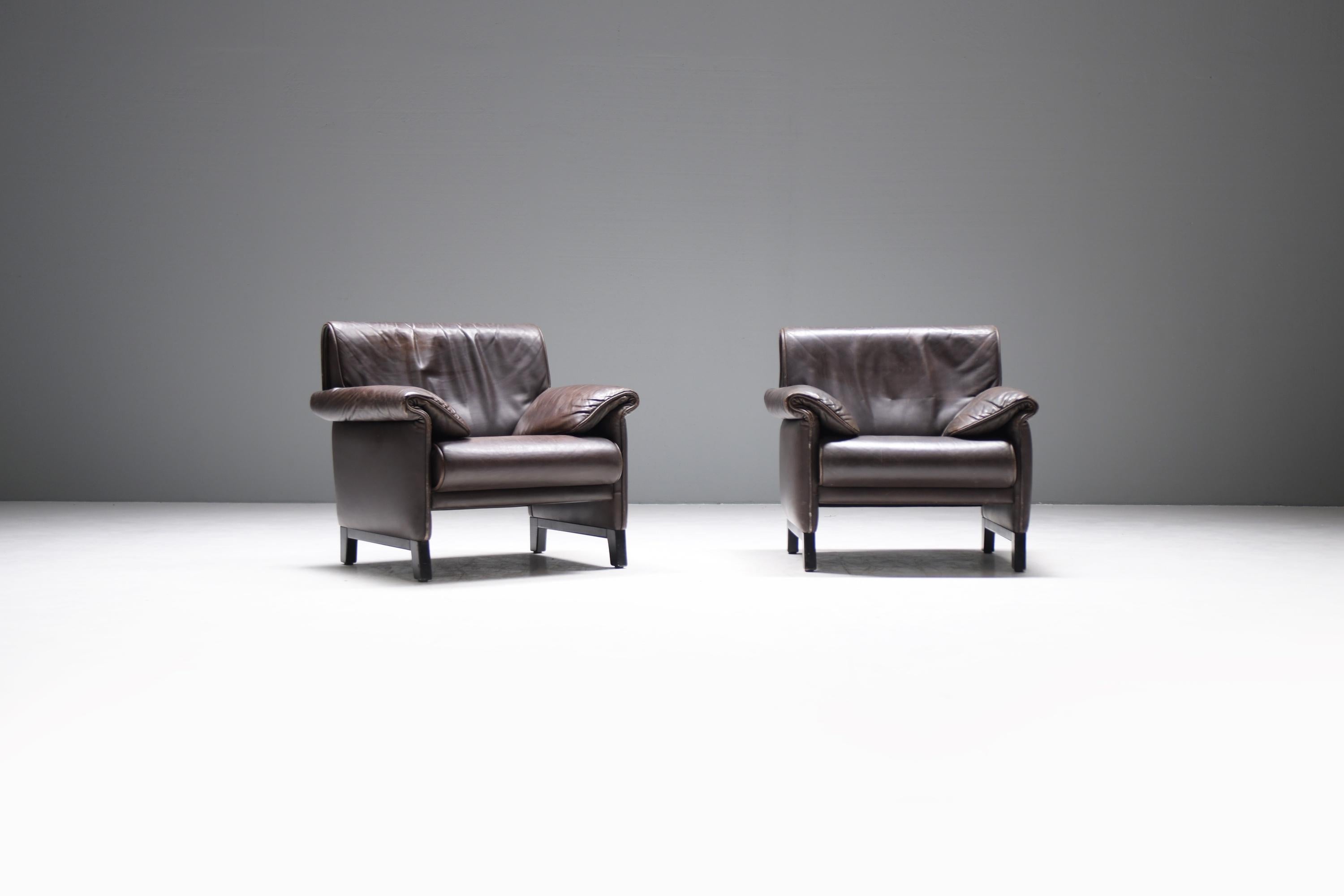Vintage DS-14 Stühle aus dunkelbraunem Leder von Team De Sede für De Sede im Zustand „Relativ gut“ im Angebot in Buggenhout, Oost-Vlaanderen