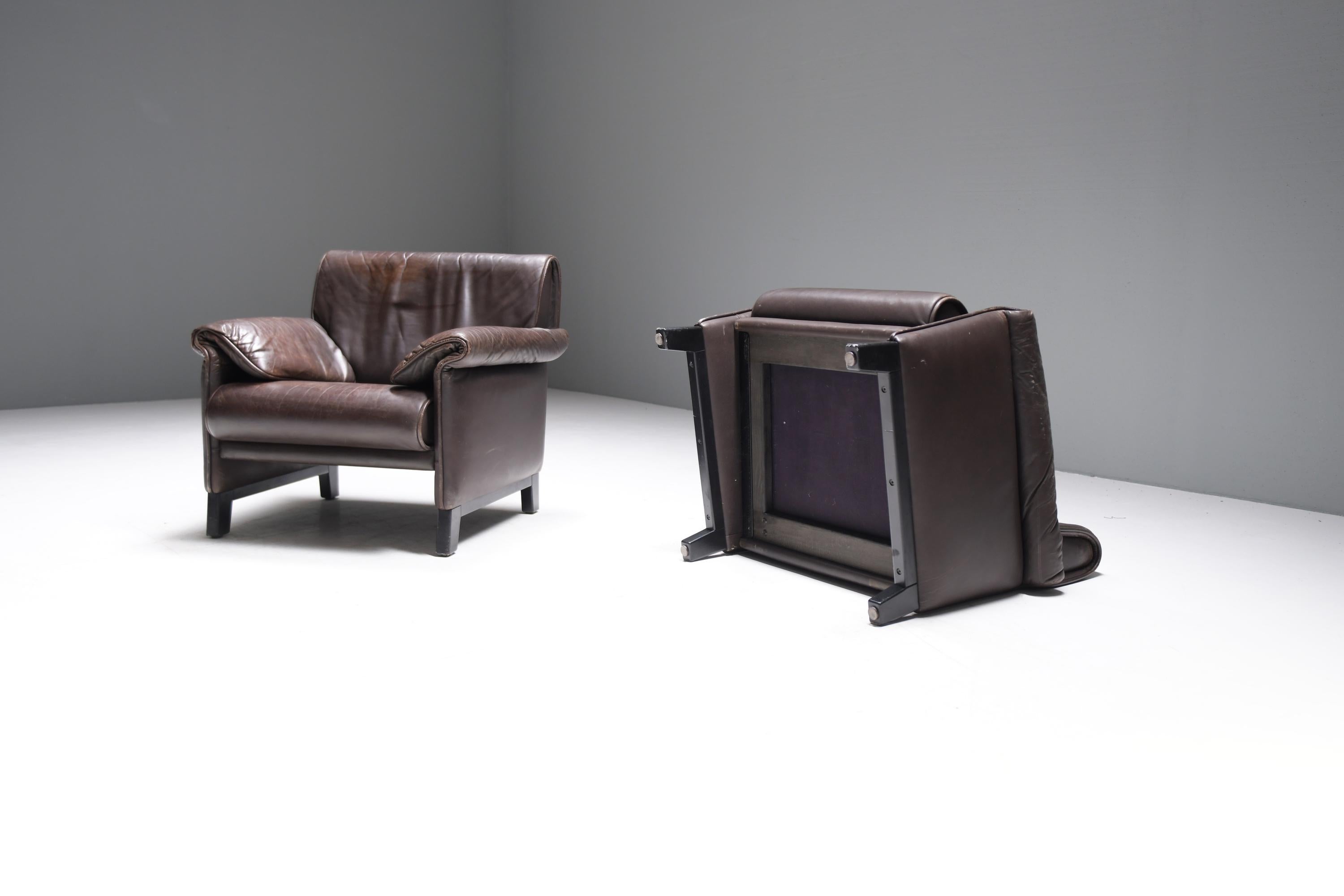 Leather Vintage DS-14 chairs in dark brown leather by Team De Sede for De Sede For Sale