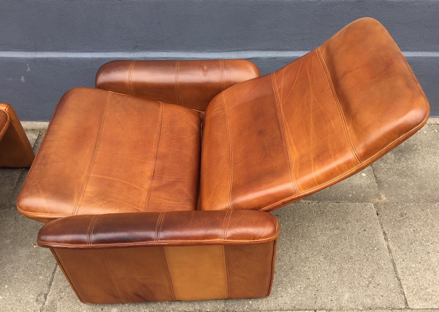 Mid-Century Modern Vintage DS 50 Buffalo Leather Loungechair & Ottoman by de Sede Switzerland 1970s