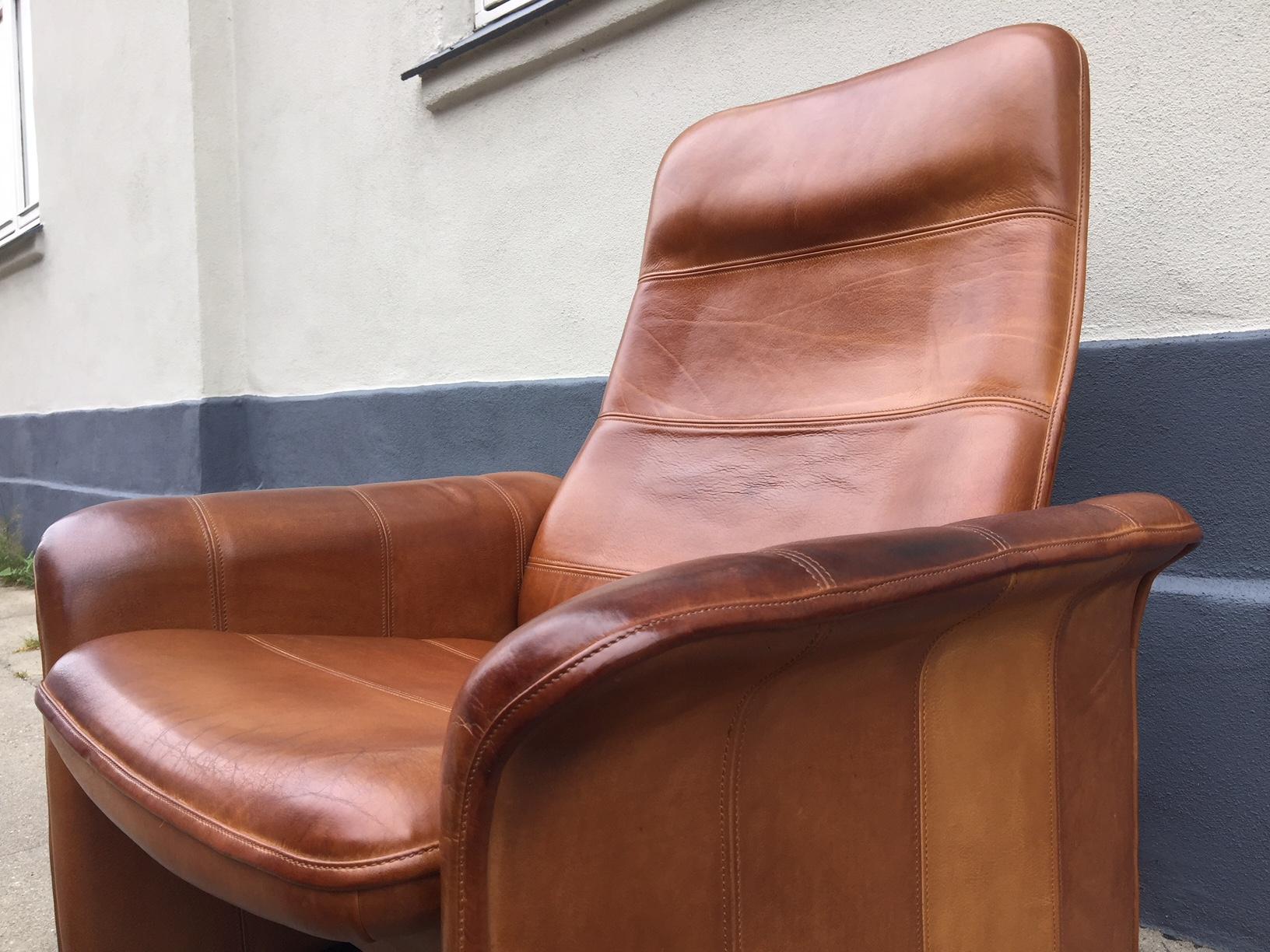 Vintage DS 50 Buffalo Leather Loungechair & Ottoman by de Sede Switzerland 1970s In Good Condition In Esbjerg, DK