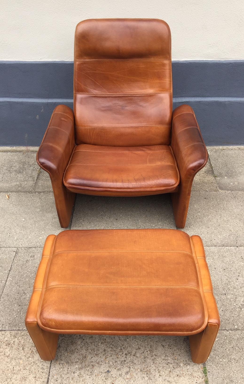 Vintage DS 50 Buffalo Leather Loungechair & Ottoman by de Sede Switzerland 1970s 1