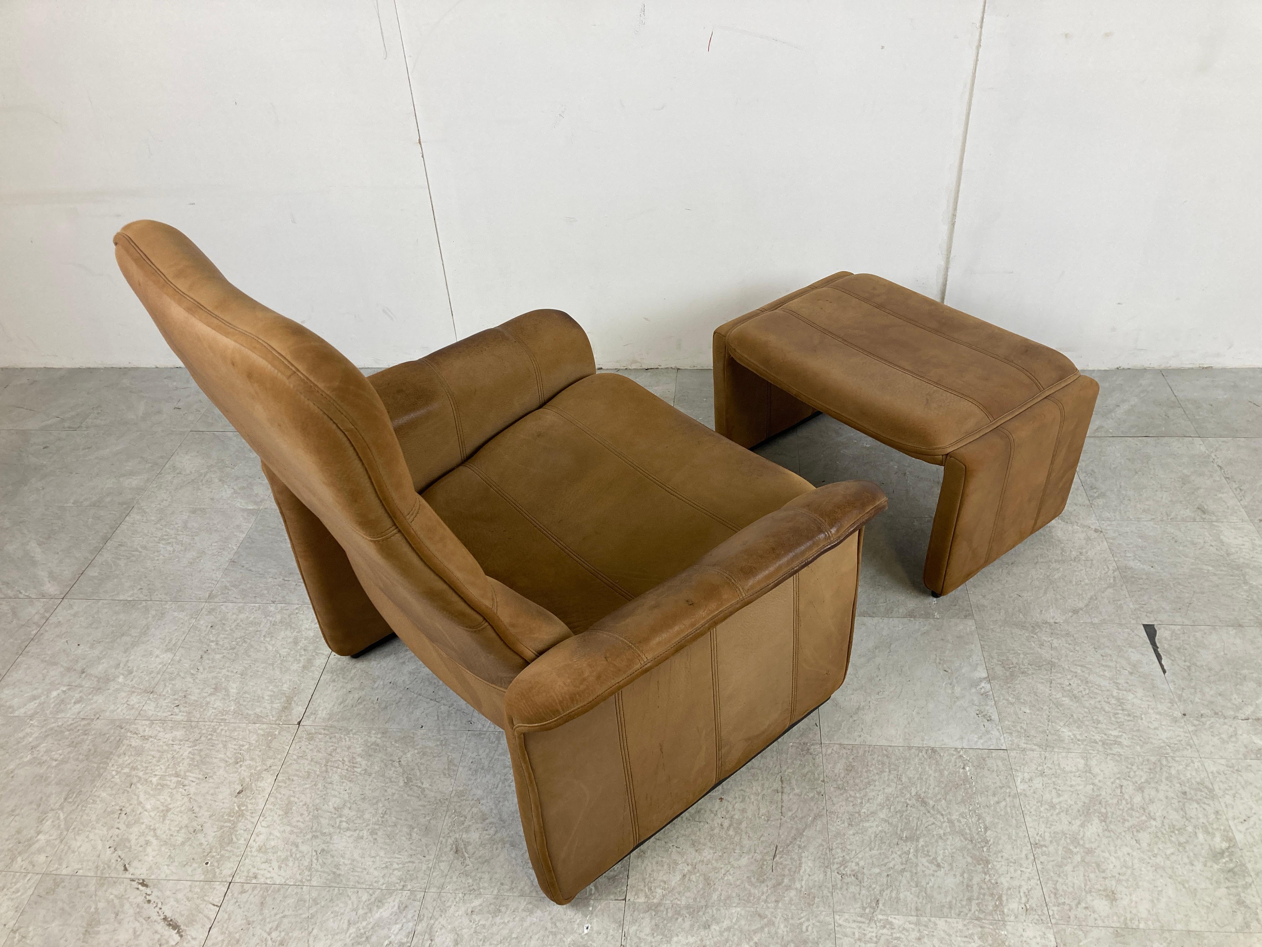 Vintage Ds 50 Leather Lounge Chair and Ottoman by De Sede, 1970s For Sale 4
