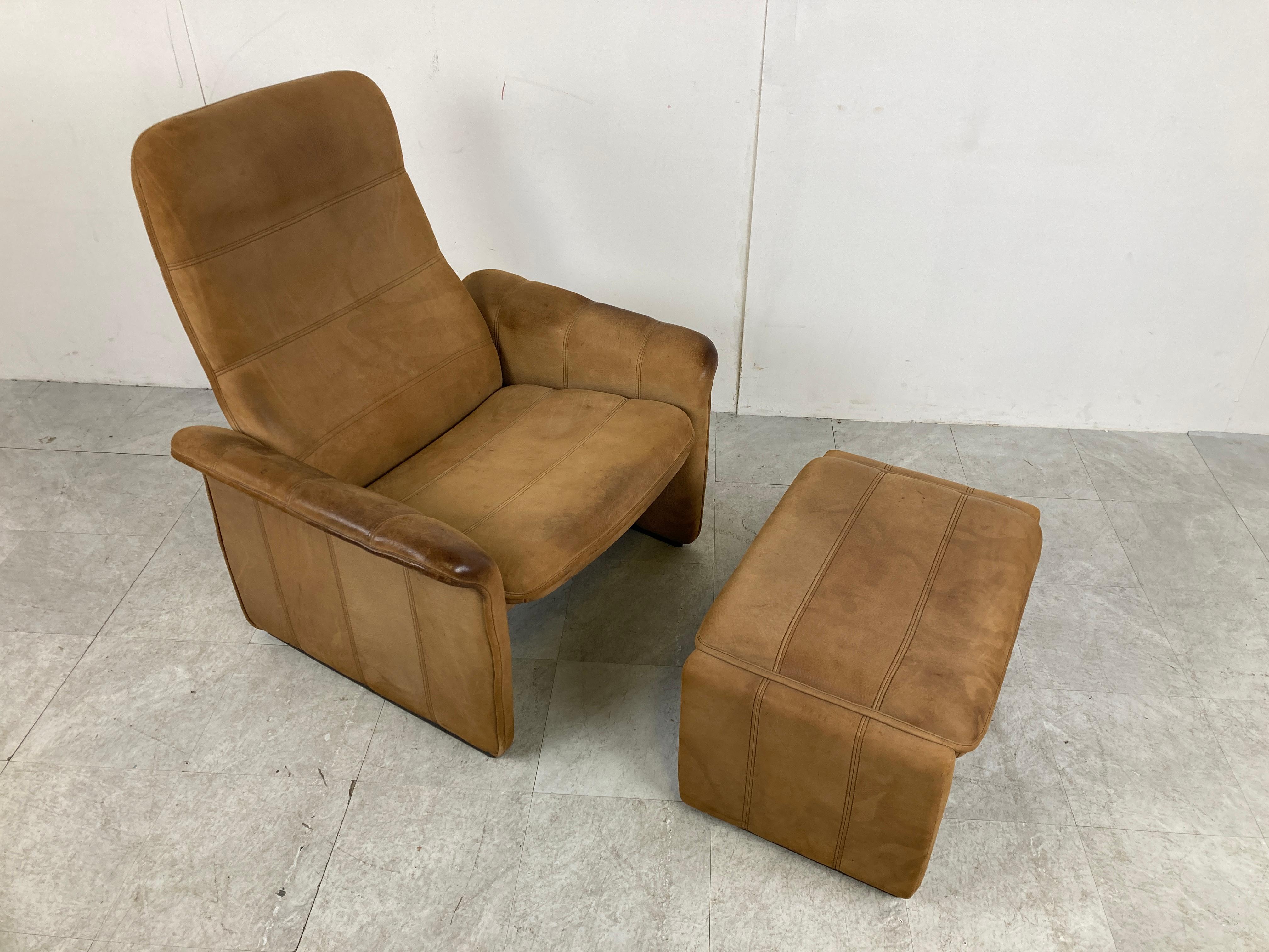 Late 20th Century Vintage Ds 50 Leather Lounge Chair and Ottoman by De Sede, 1970s For Sale