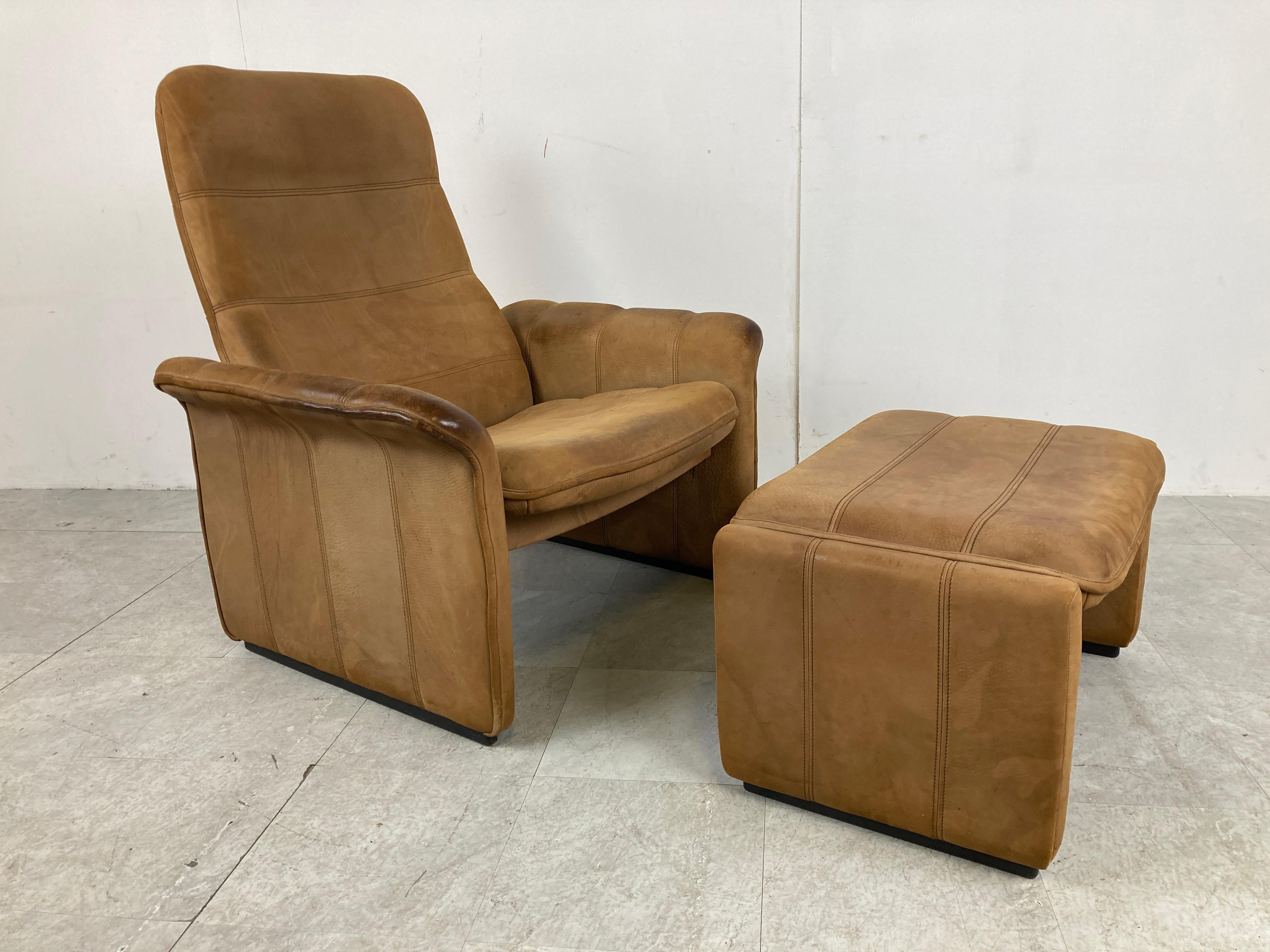 Vintage Ds 50 Leather Lounge Chair and Ottoman by De Sede, 1970s For Sale 1