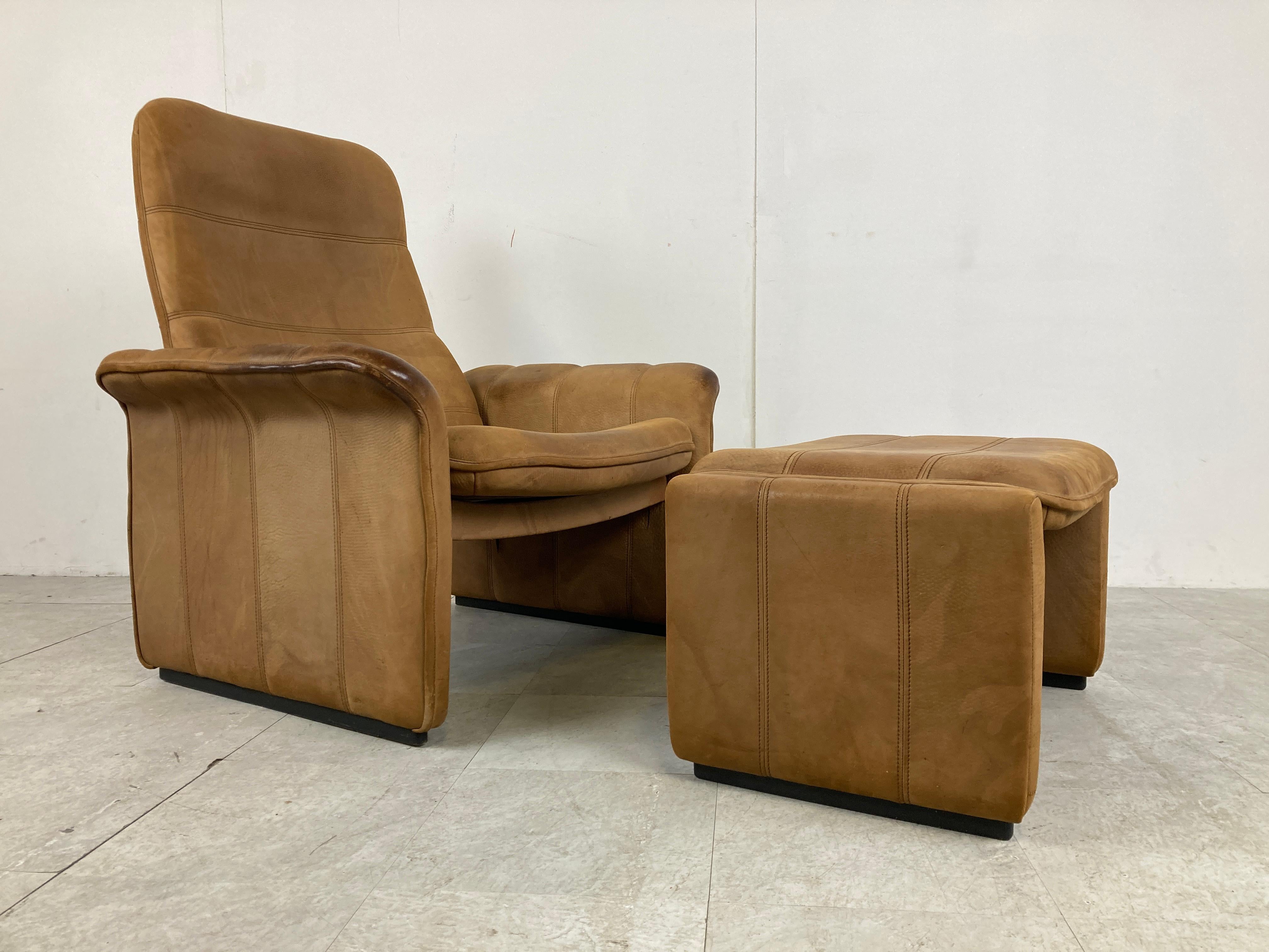 Vintage Ds 50 Leather Lounge Chair and Ottoman by De Sede, 1970s For Sale 2