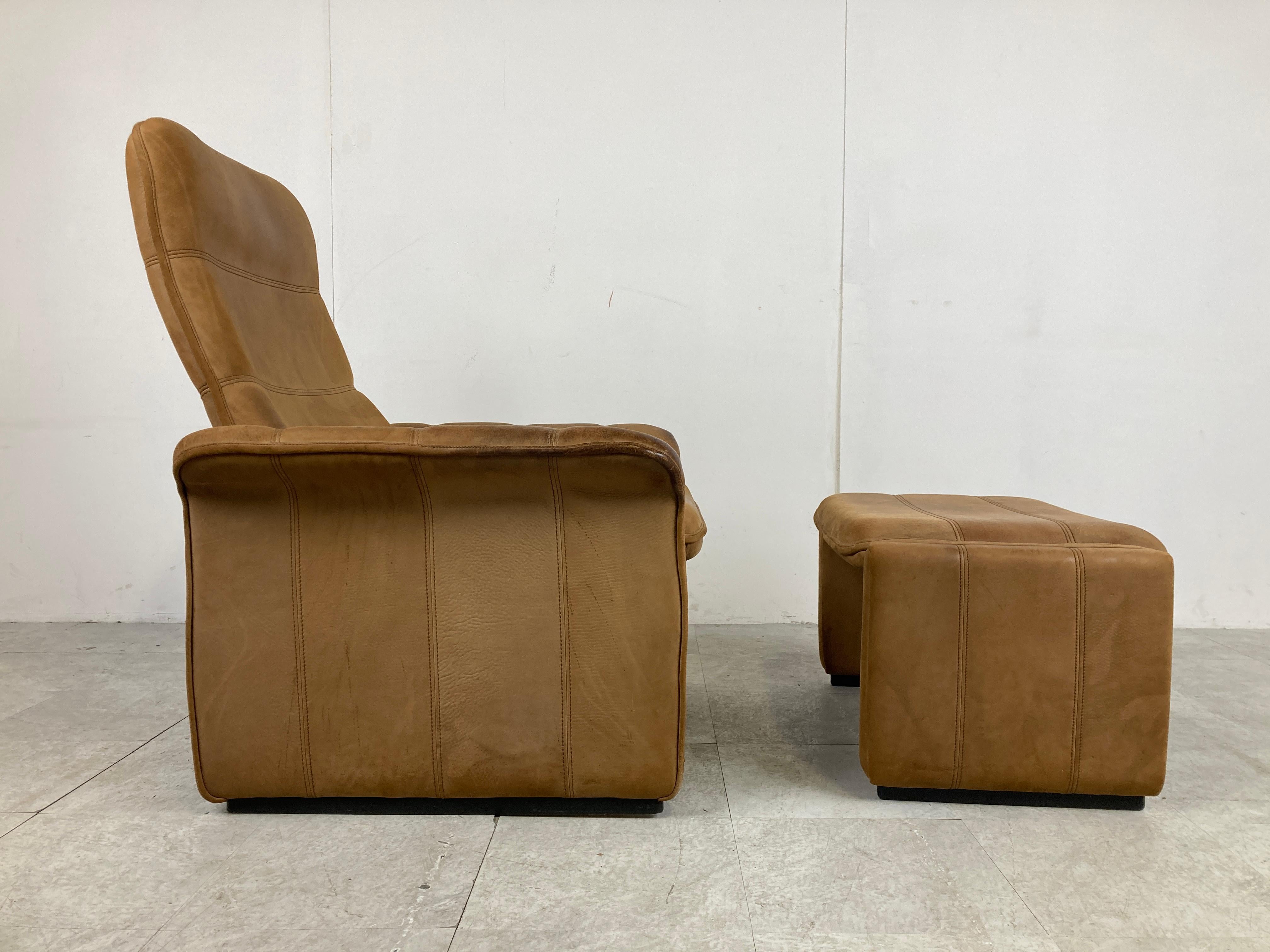 Vintage Ds 50 Leather Lounge Chair and Ottoman by De Sede, 1970s For Sale 3