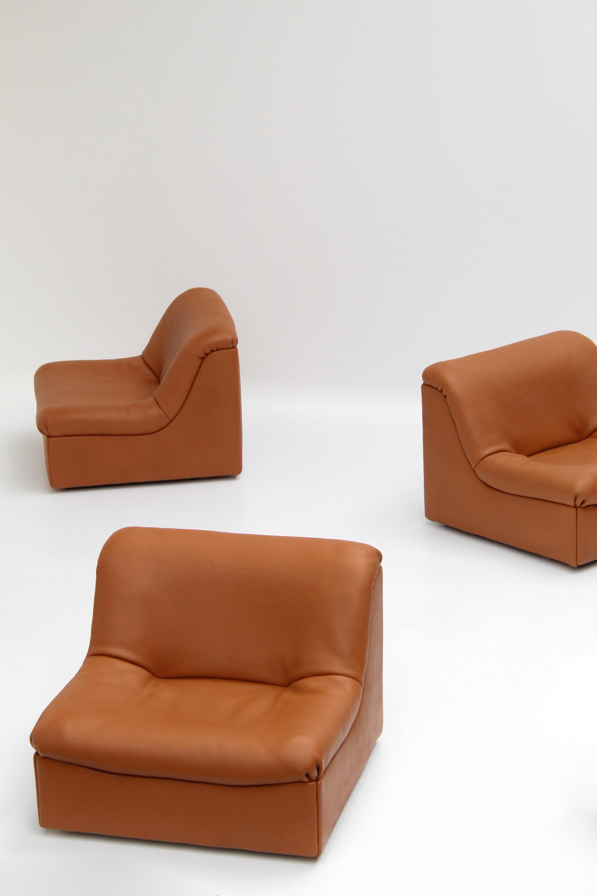 Vintage DS46 Sofá modular de cuero de De Sede, años 70, set de 5 Moderno de mediados de siglo en venta