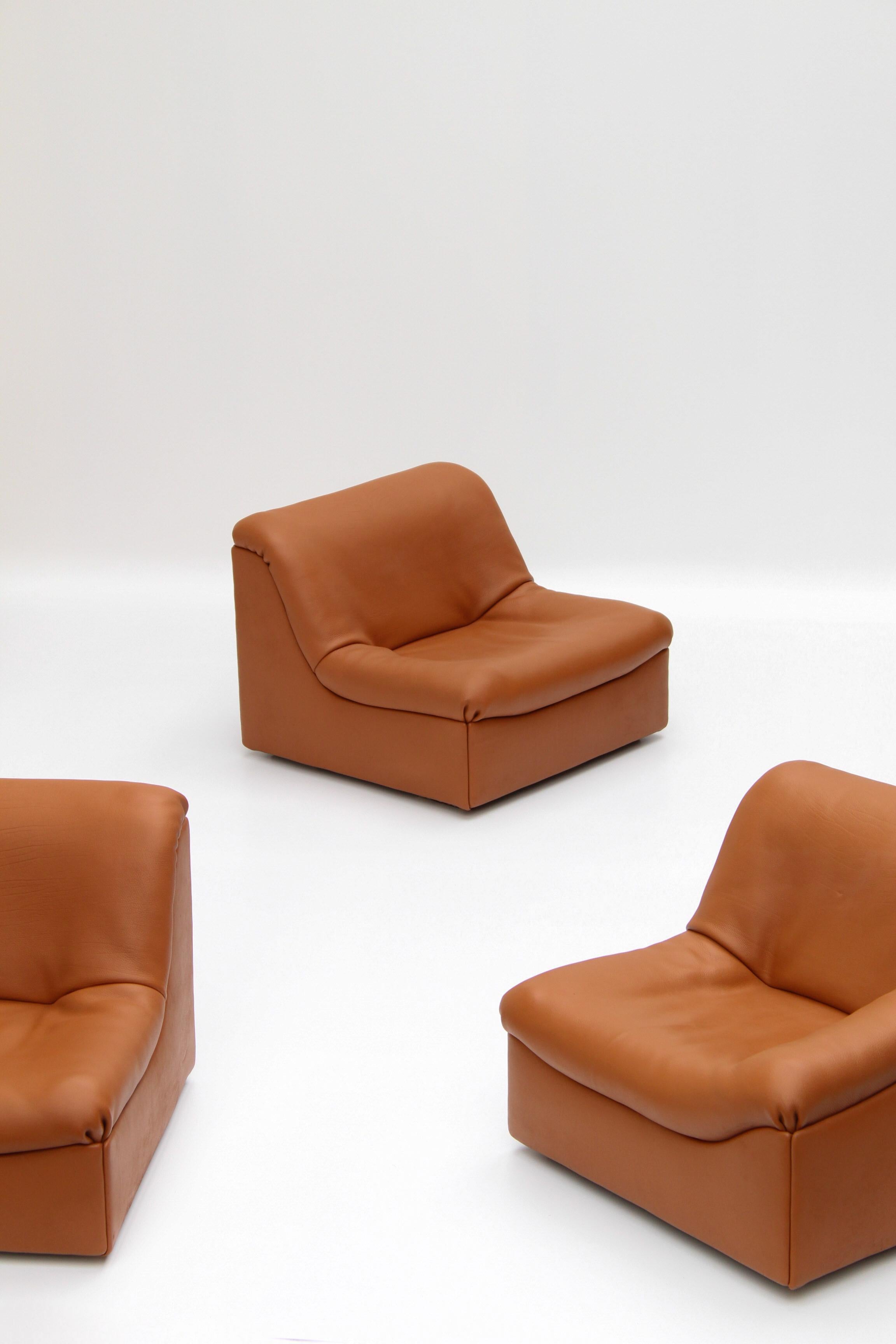 Vintage DS46 Sofá modular de cuero de De Sede, años 70, set de 5 Suizo en venta