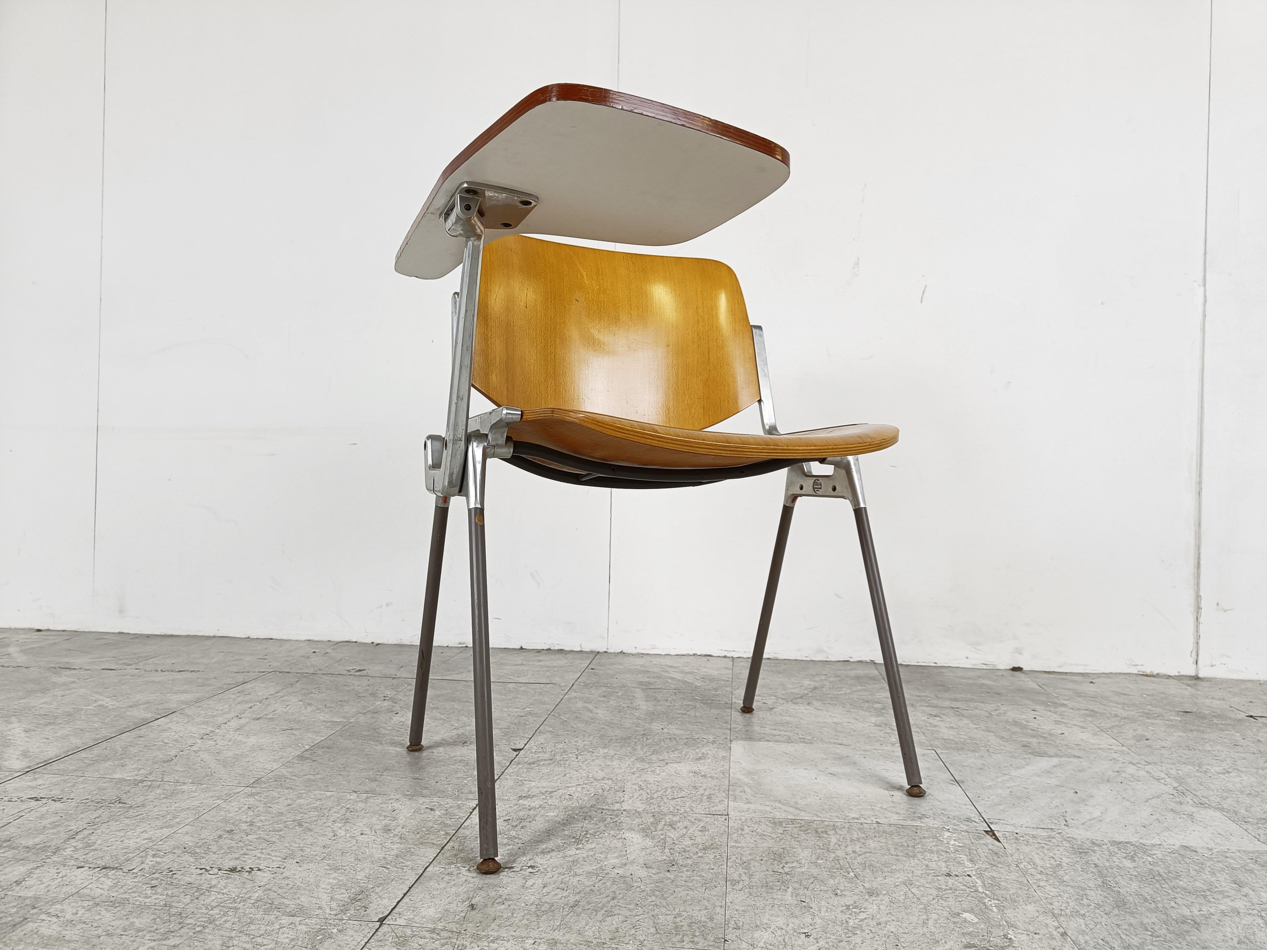 Italian Vintage Dsc 106 Chair by Giancarlo Piretti for Castelli with Folding Table, 1970 For Sale