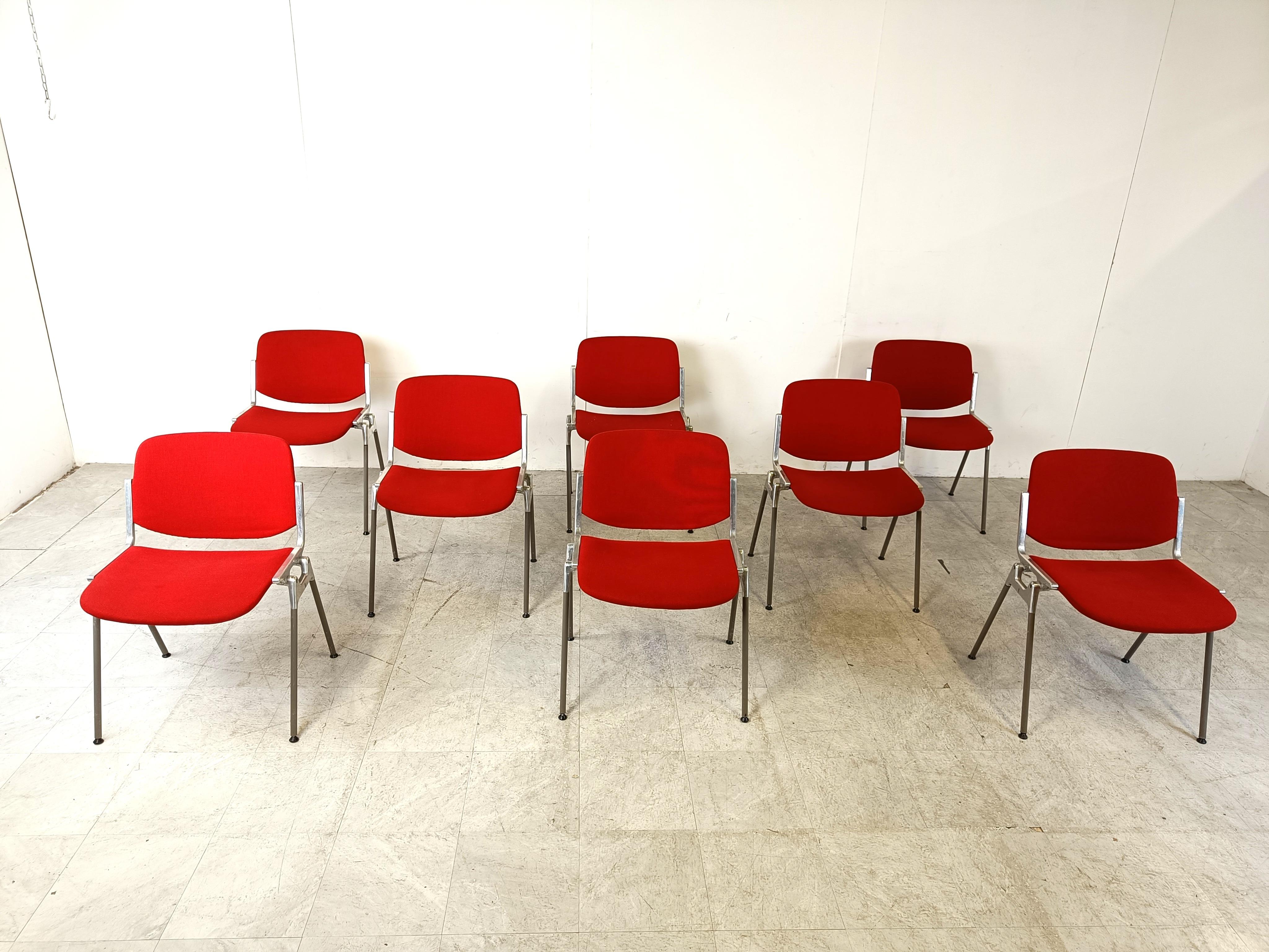Mid-Century Modern Vintage DSC 106 Side Chairs by Giancarlo Piretti for Castelli, 1970s set of 8 For Sale