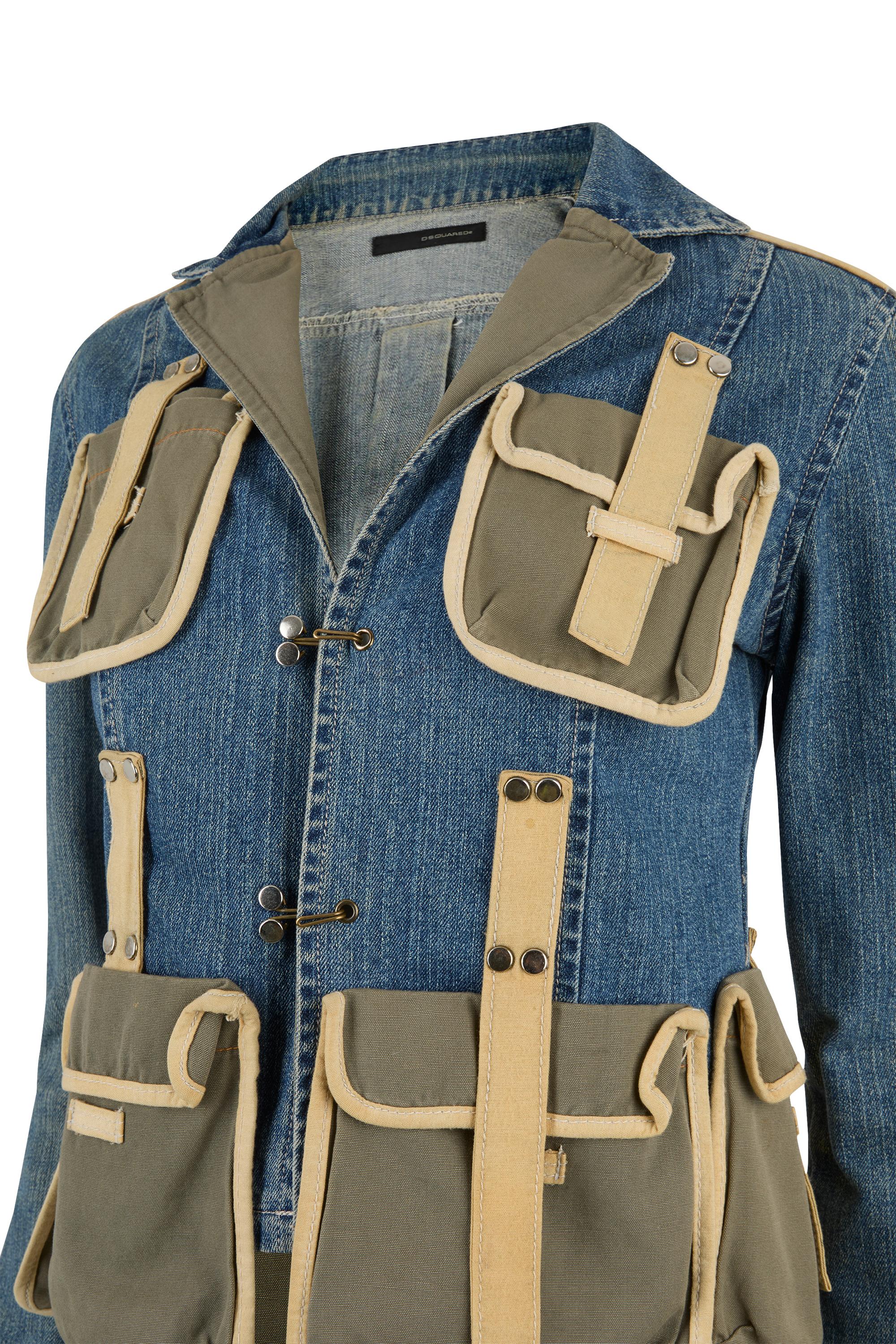 Vintage Dsquared Multi Pocket Cargo-Stil Jacke (Grau) im Angebot