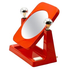 Vintage Dual Vanity Mirror with Lights by Schott Space Age Decor 1970s