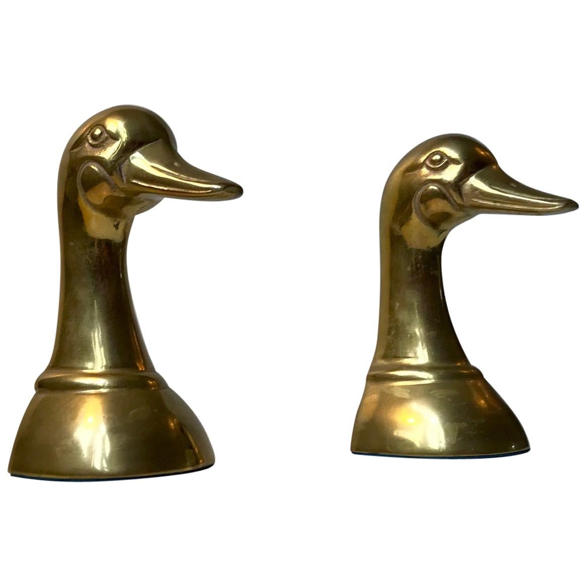 Vintage Duck Bookends in Brass, 1950s, Set of 2 For Sale at 1stDibs