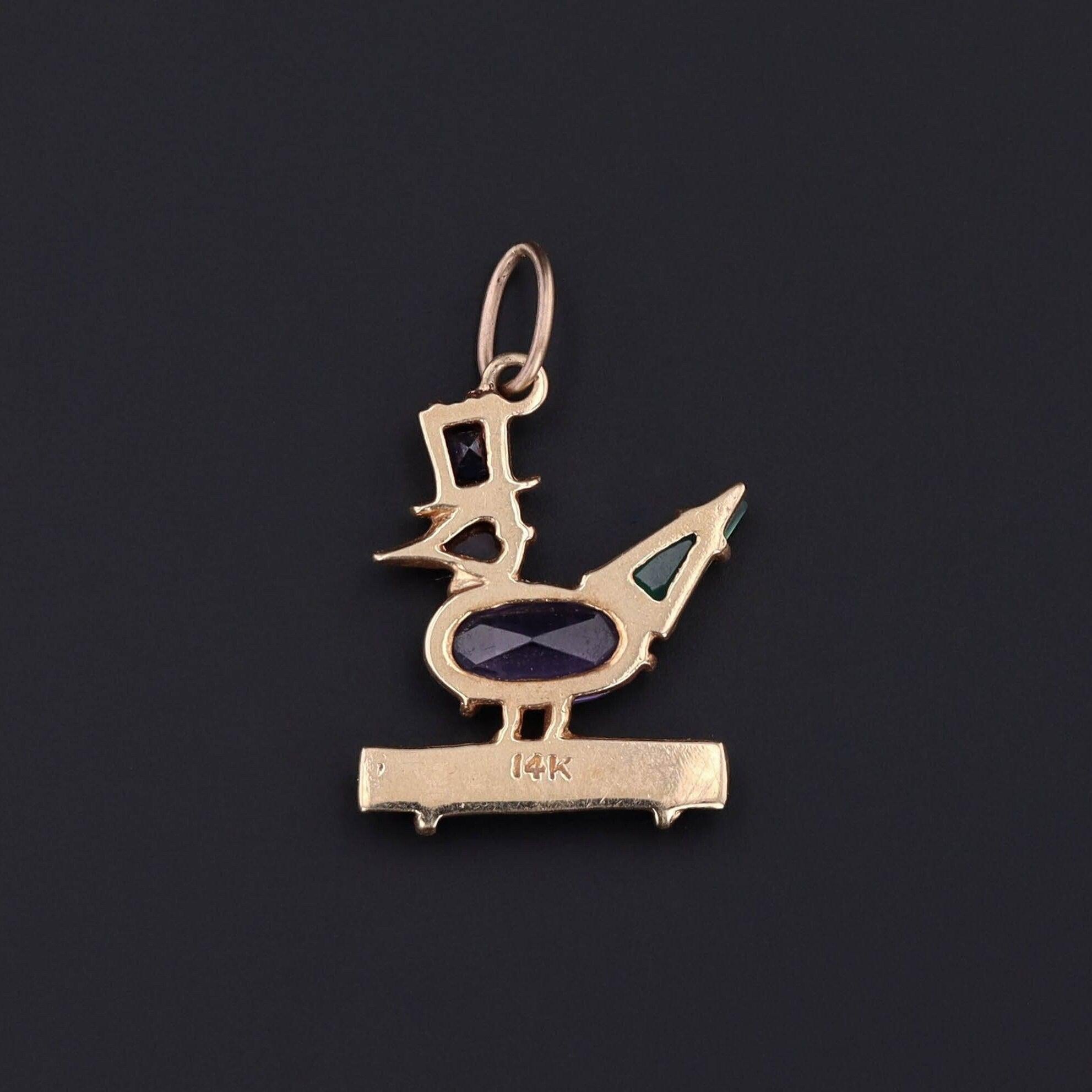 Contemporary Vintage Duck Charm of 14k Gold For Sale