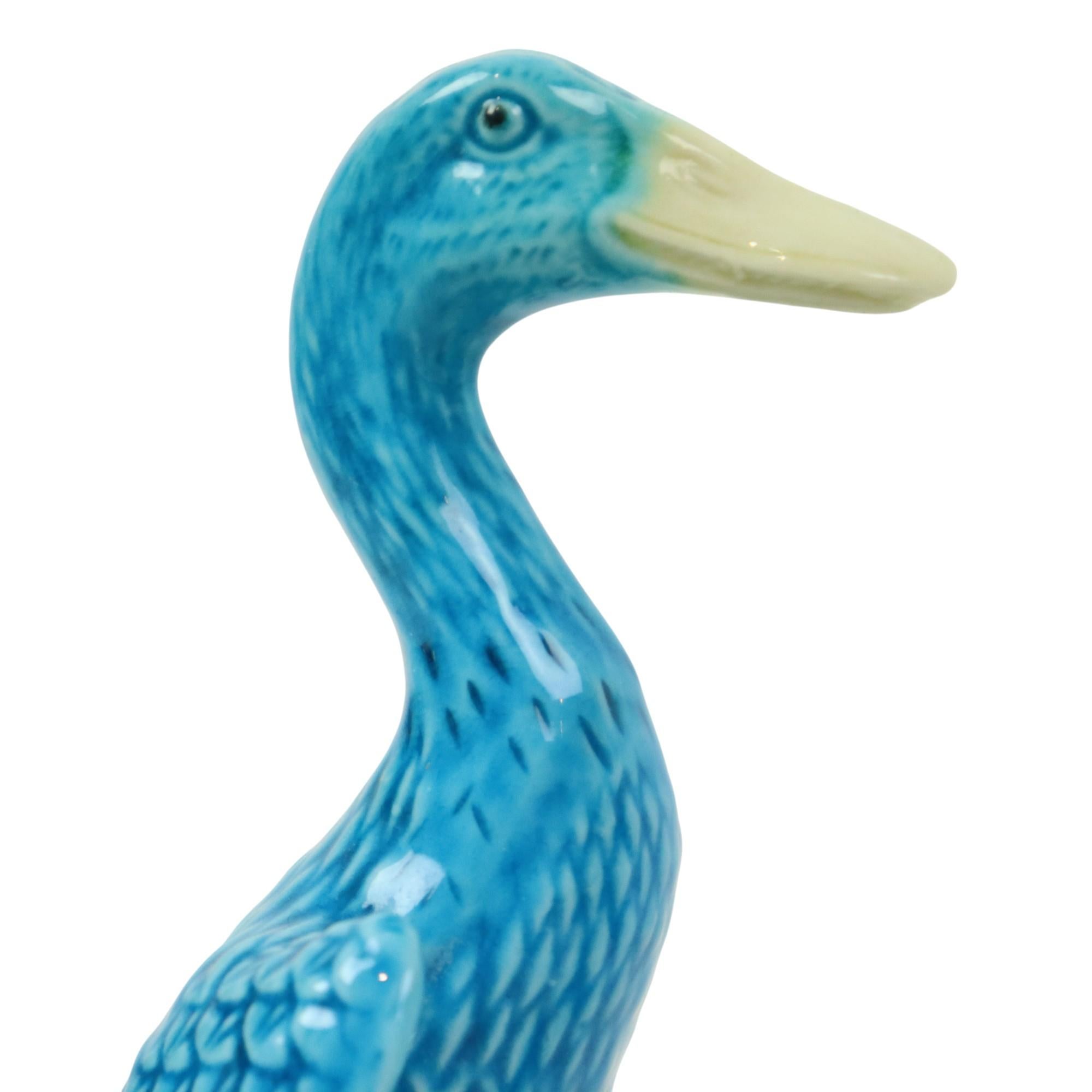 Figurina d'anatra d'epoca Figura di coppia Porcellana cinese blu 12 cm in vendita 2