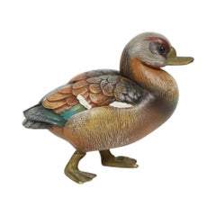 Vintage Duck Statue Malevolti Italy Resin Brass