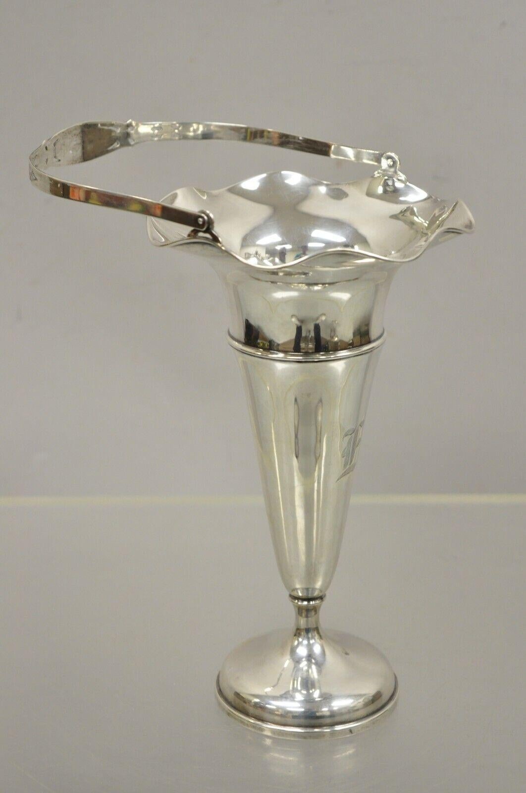 Vintage Dulin & Martin Weighted Sterling Silver Fluted Trumpet Vase For Sale 5