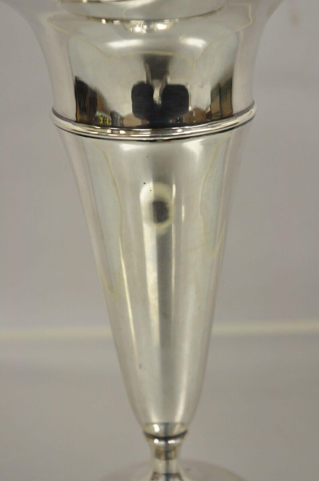 20th Century Vintage Dulin & Martin Weighted Sterling Silver Fluted Trumpet Vase For Sale