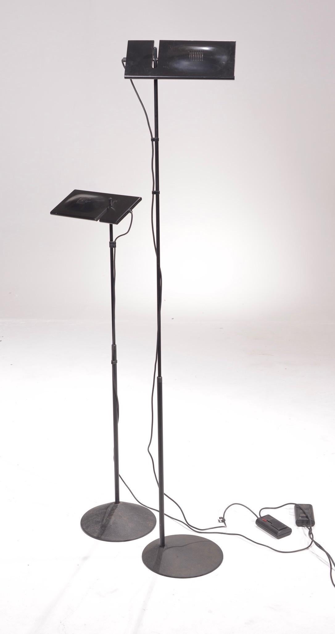 Vintage floor lamp model Luna by Marco Colombo & Mario Baraglia for PAF Studio Milano, circa 1980. It lights with a halogen lamp and features a floor dimmer. Priced per lamp. 3 in stock.
